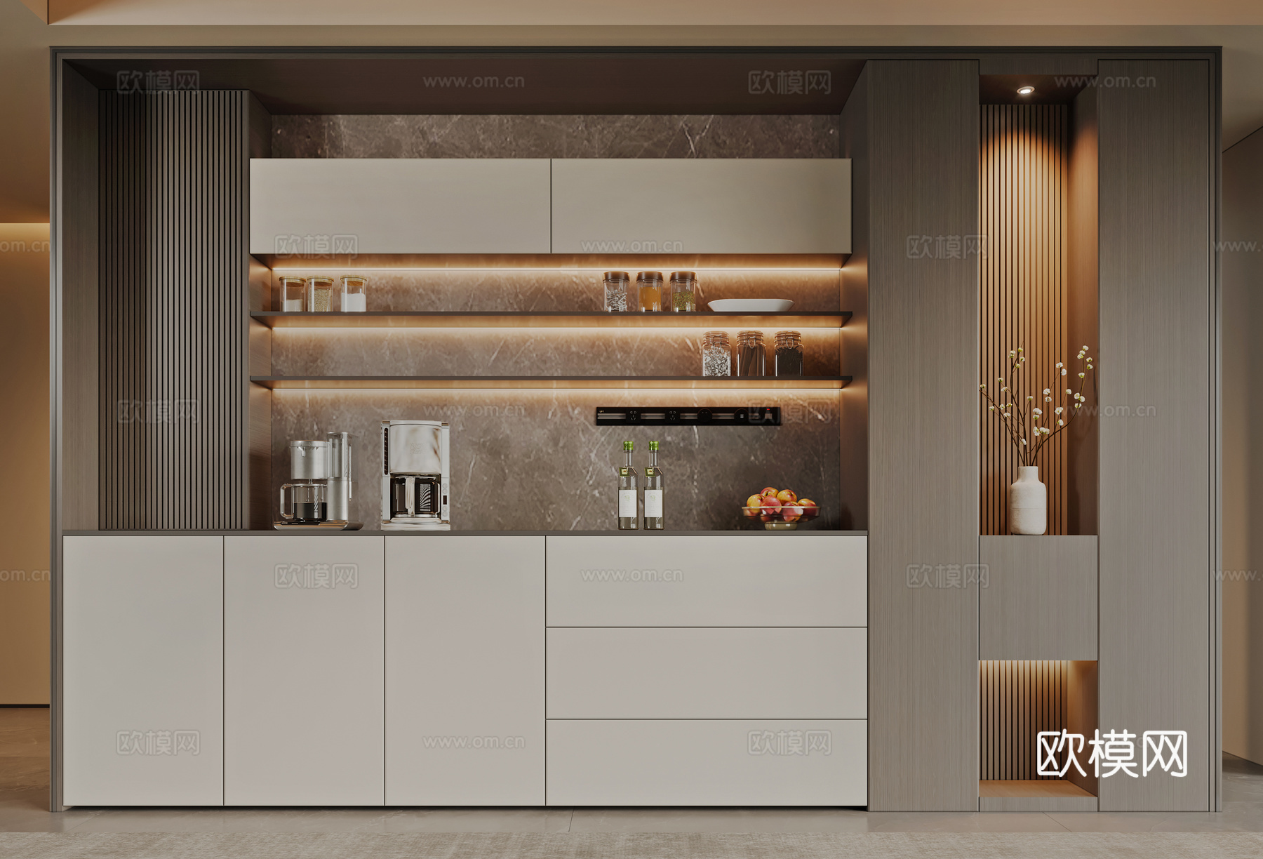 现代餐边柜3d模型下载