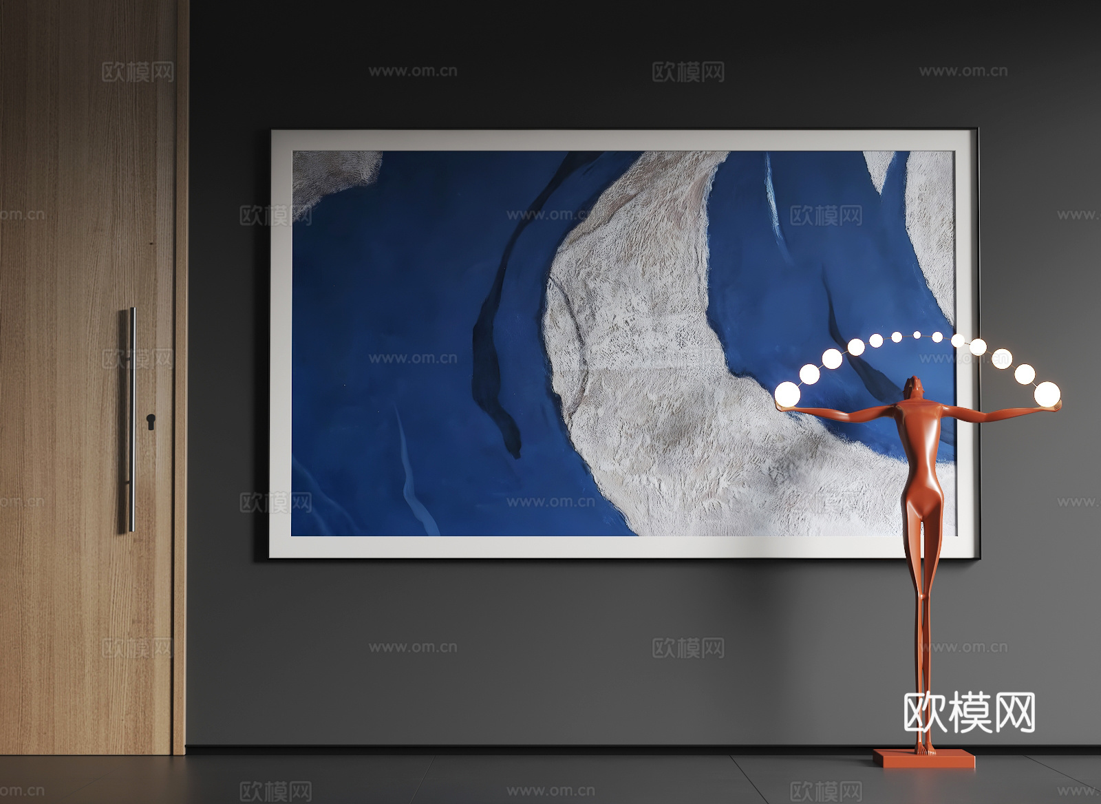 现代大幅挂画  现代抽象挂画  现代简约挂画3d模型