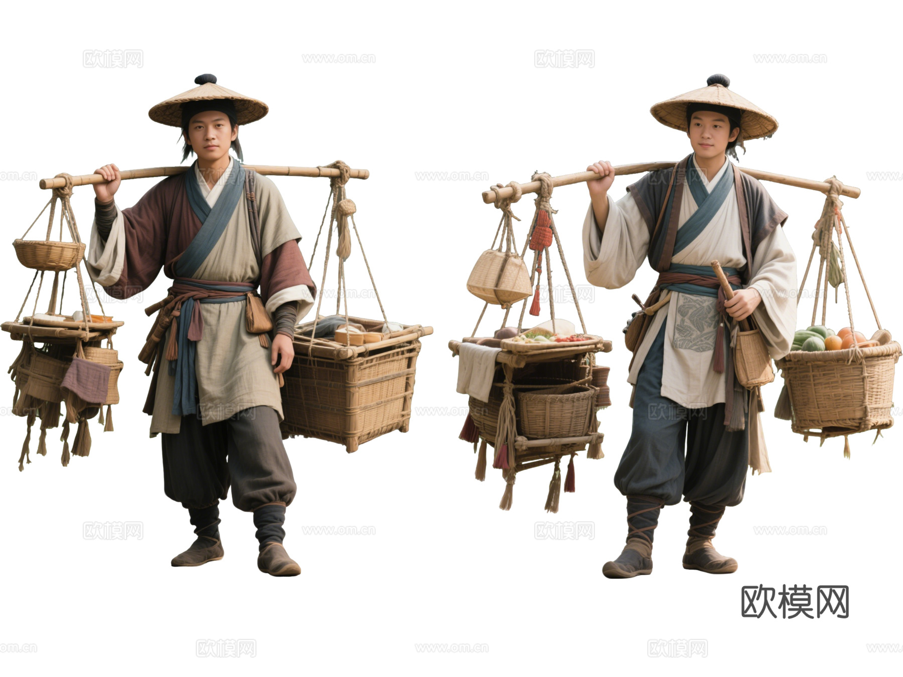 古装人物 古代男子 古代货郎 古装没卖货郎 古代小商贩