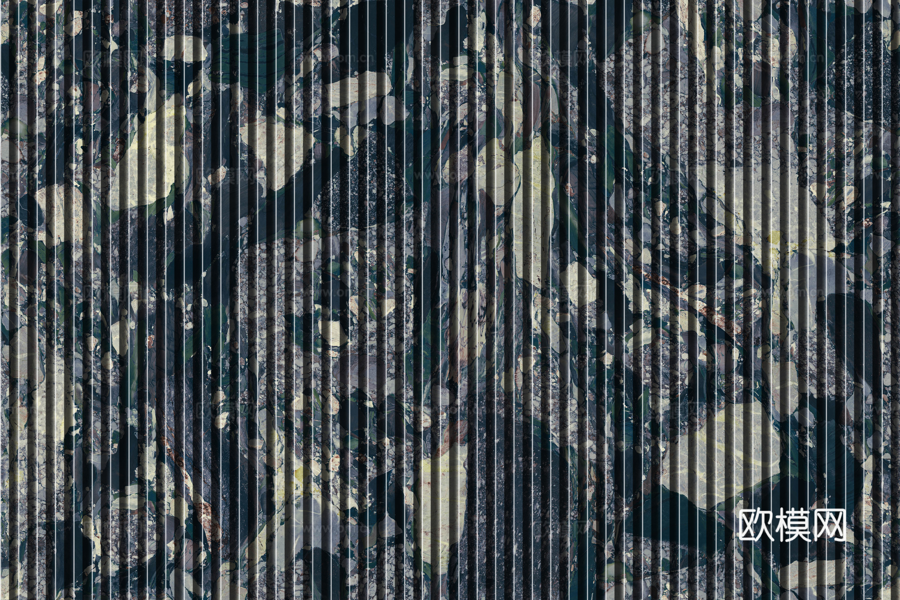 岩板石纹拉槽格栅长城板下载（渲染图8）