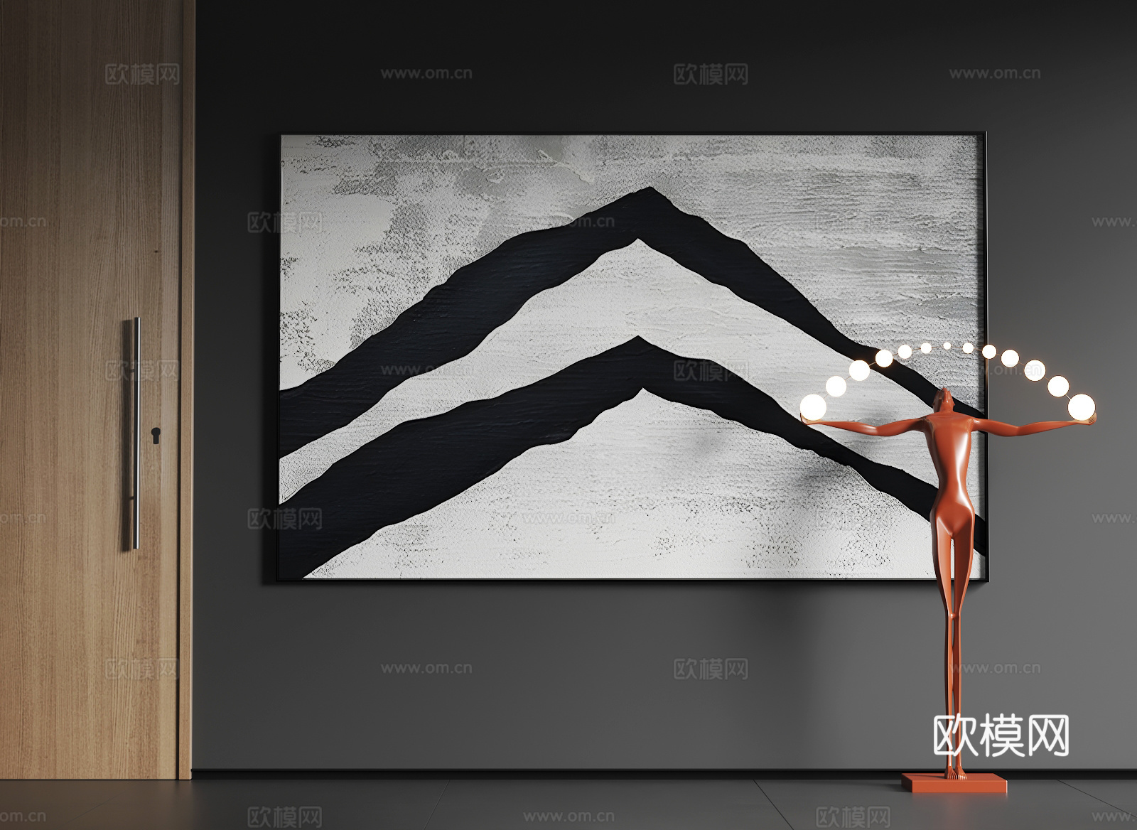 现代大幅挂画  现代抽象挂画  现代简约挂画3d模型
