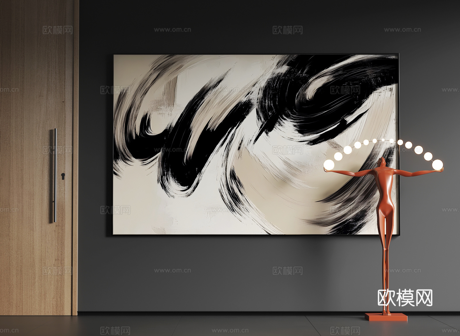 现代大幅挂画  现代抽象挂画  现代简约挂画3d模型