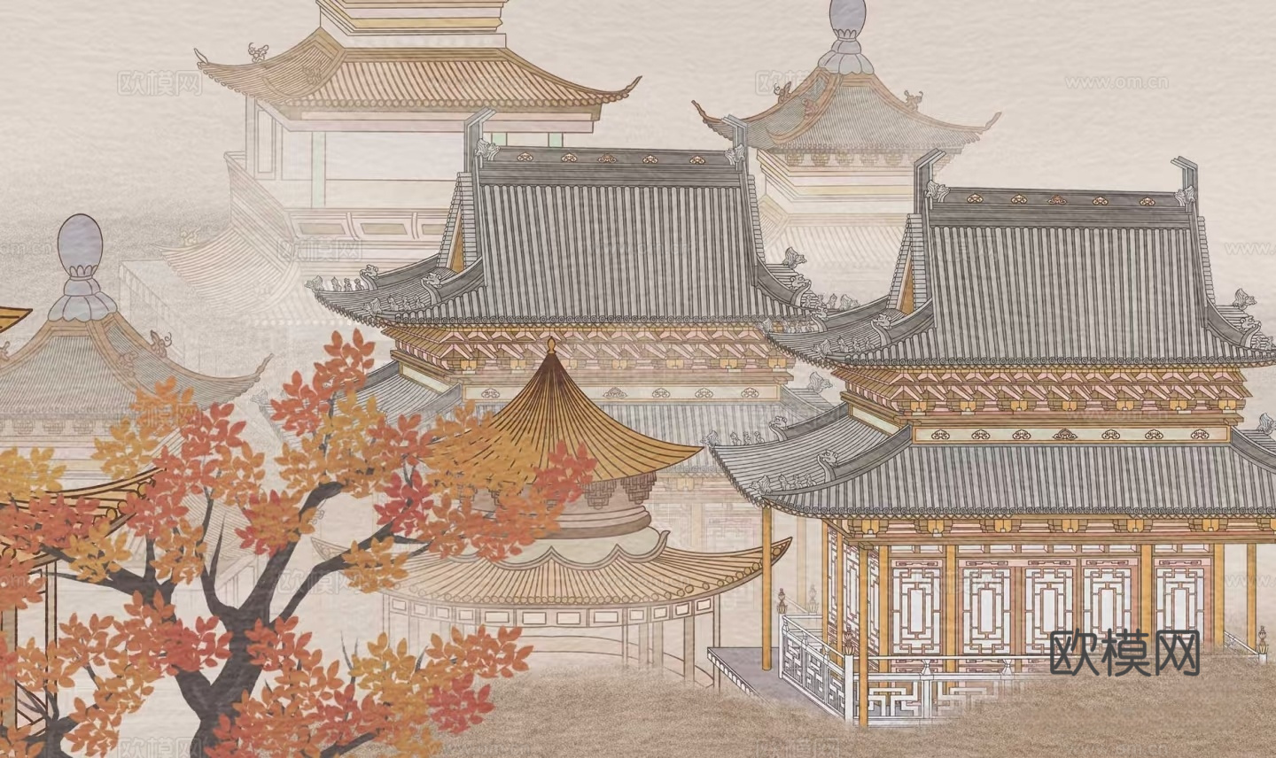 中式山水花鸟壁纸