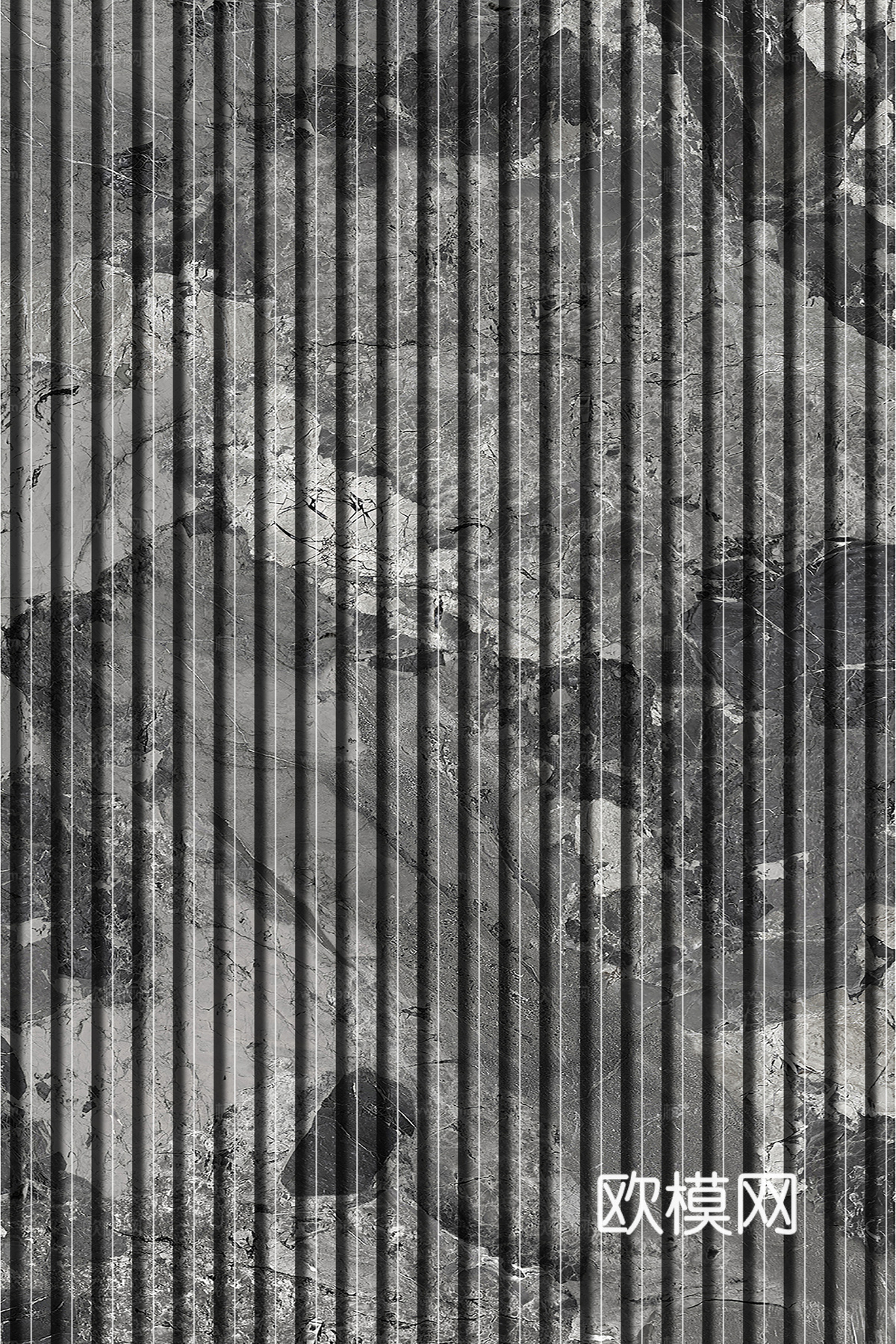 岩板石纹拉槽格栅长城板下载（渲染图7）