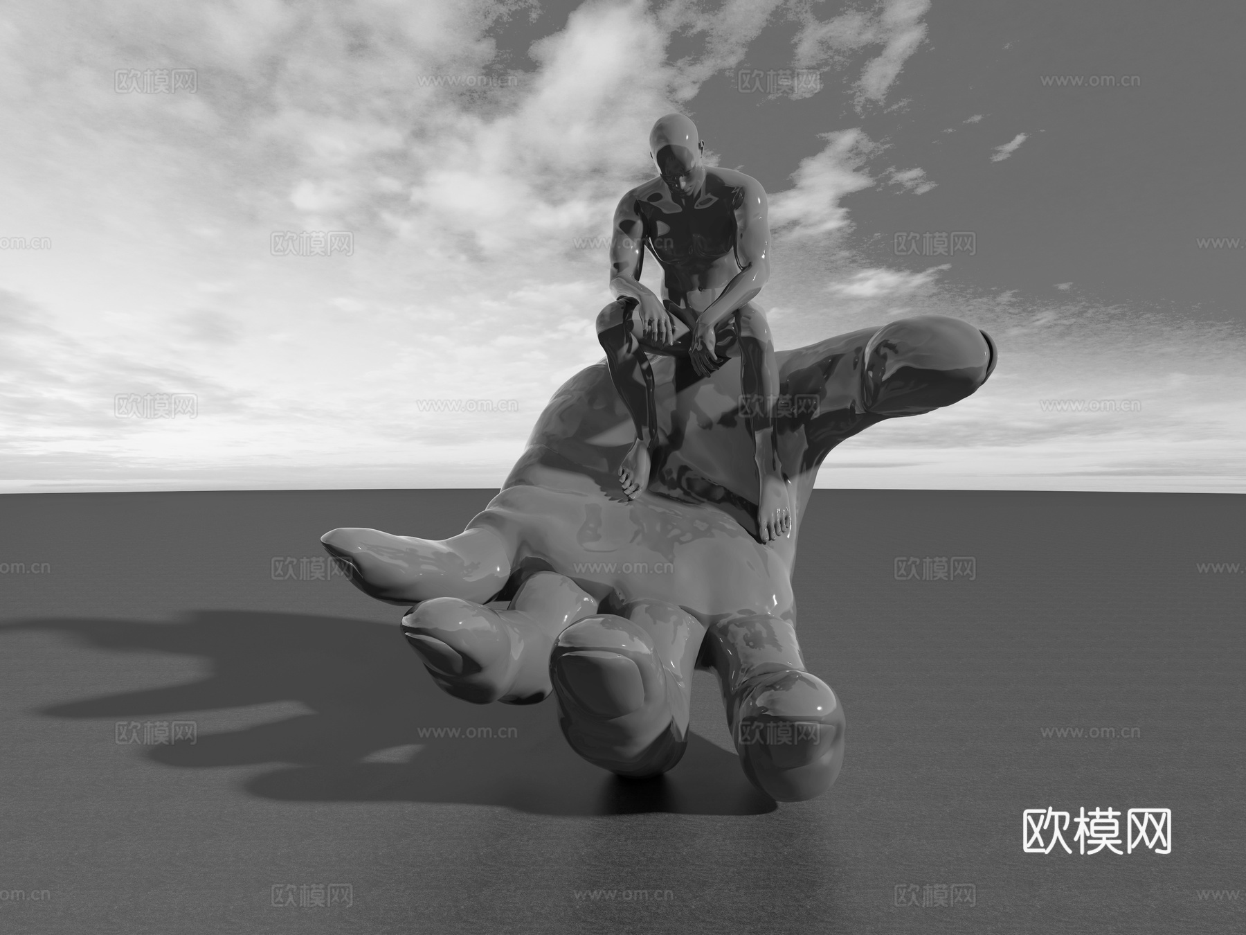 人物手掌雕塑3d模型