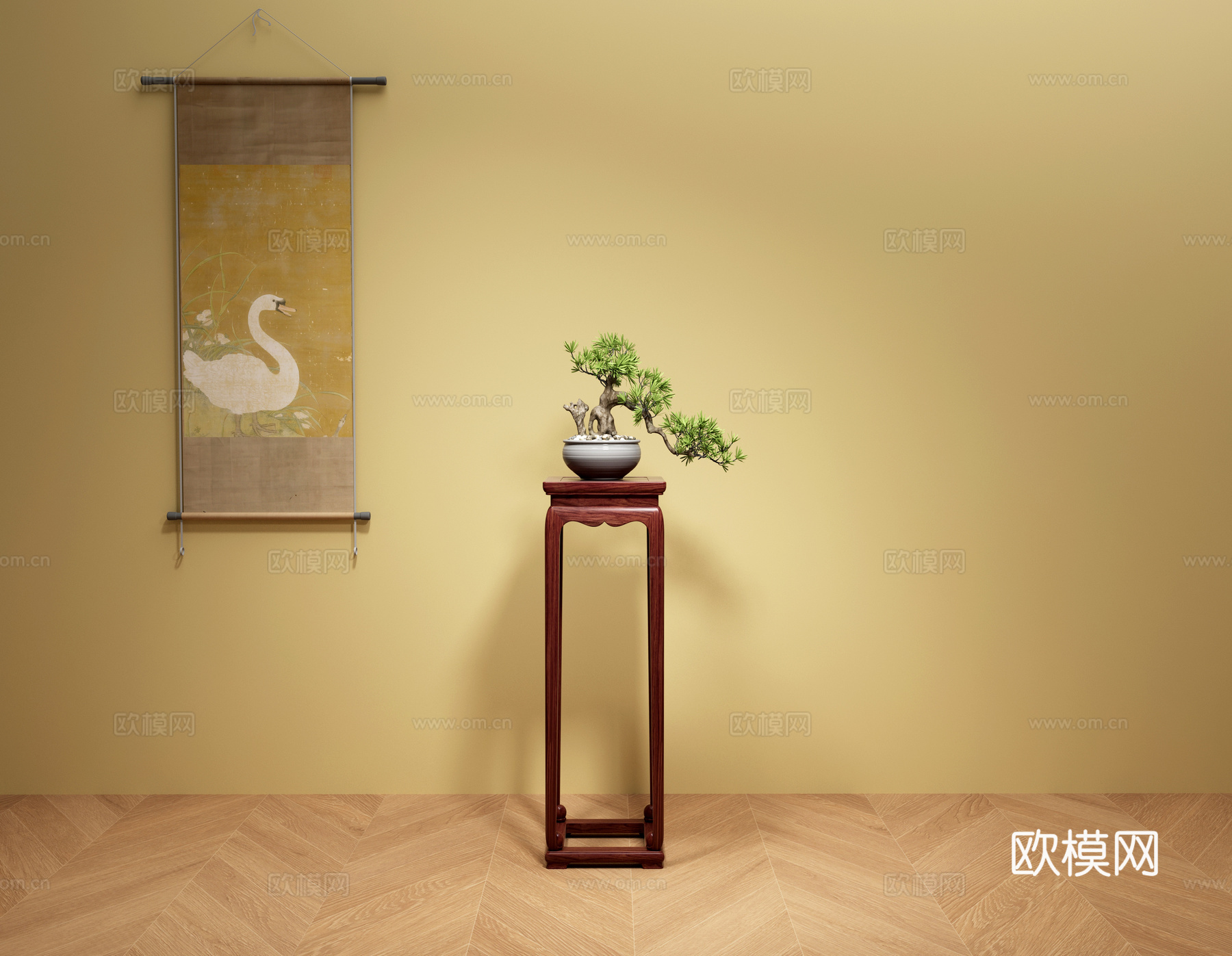 明式高花几3d模型
