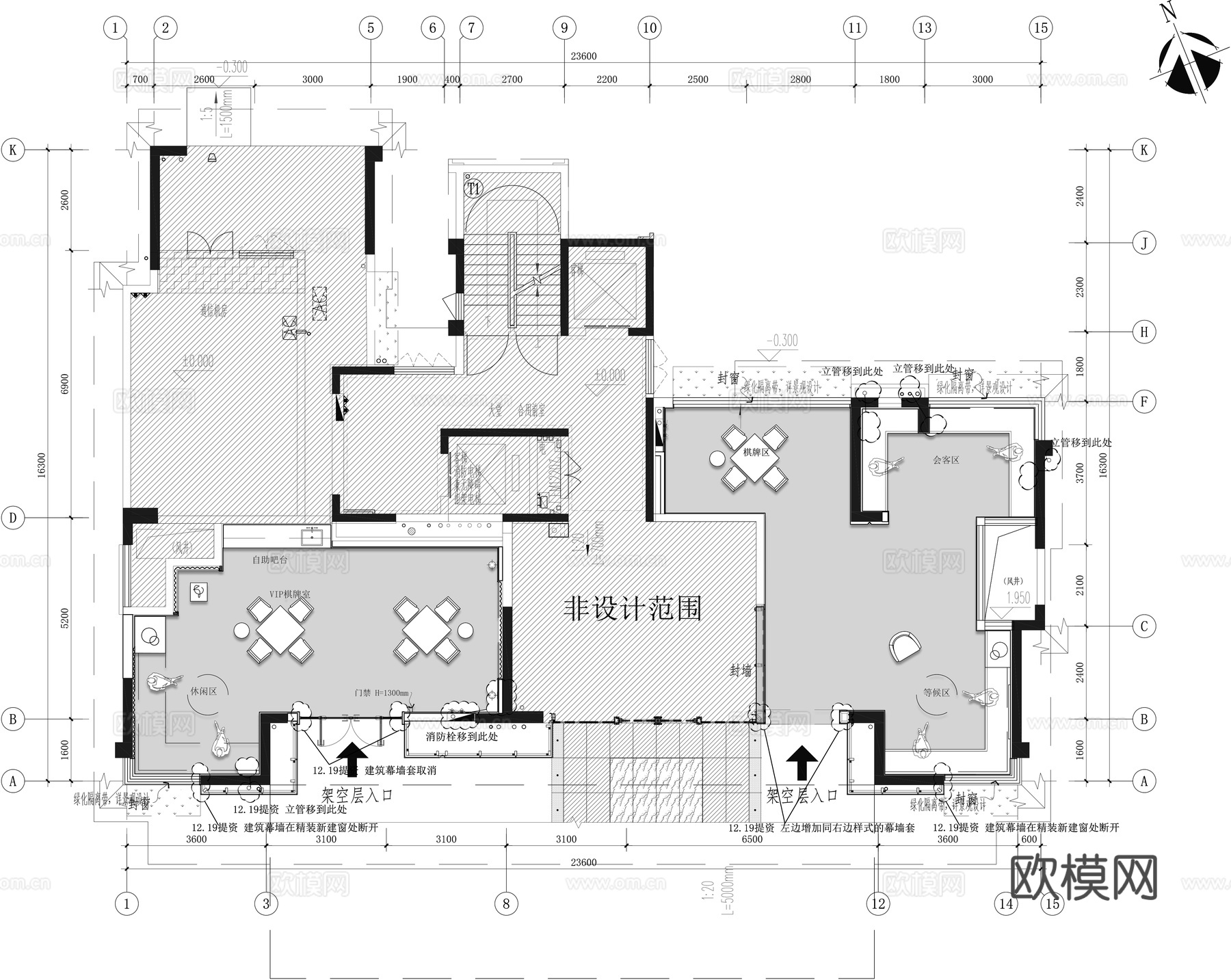 架空层棋牌娱乐区cad施工图