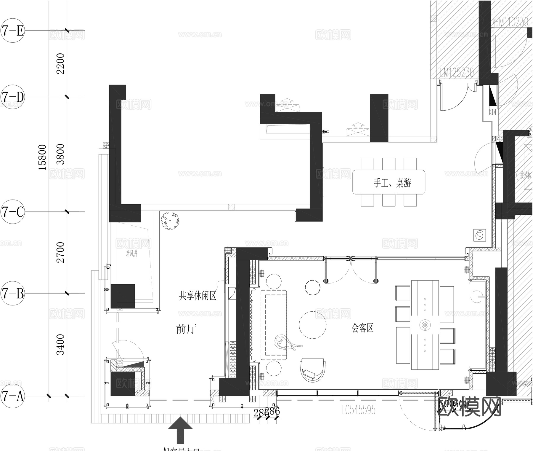 城市会客厅cad施工图