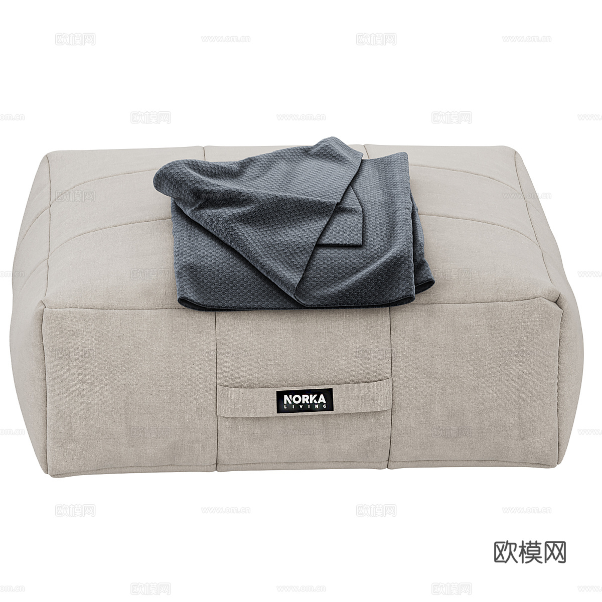 现代意式布艺沙发凳 脚凳 脚踏3d模型