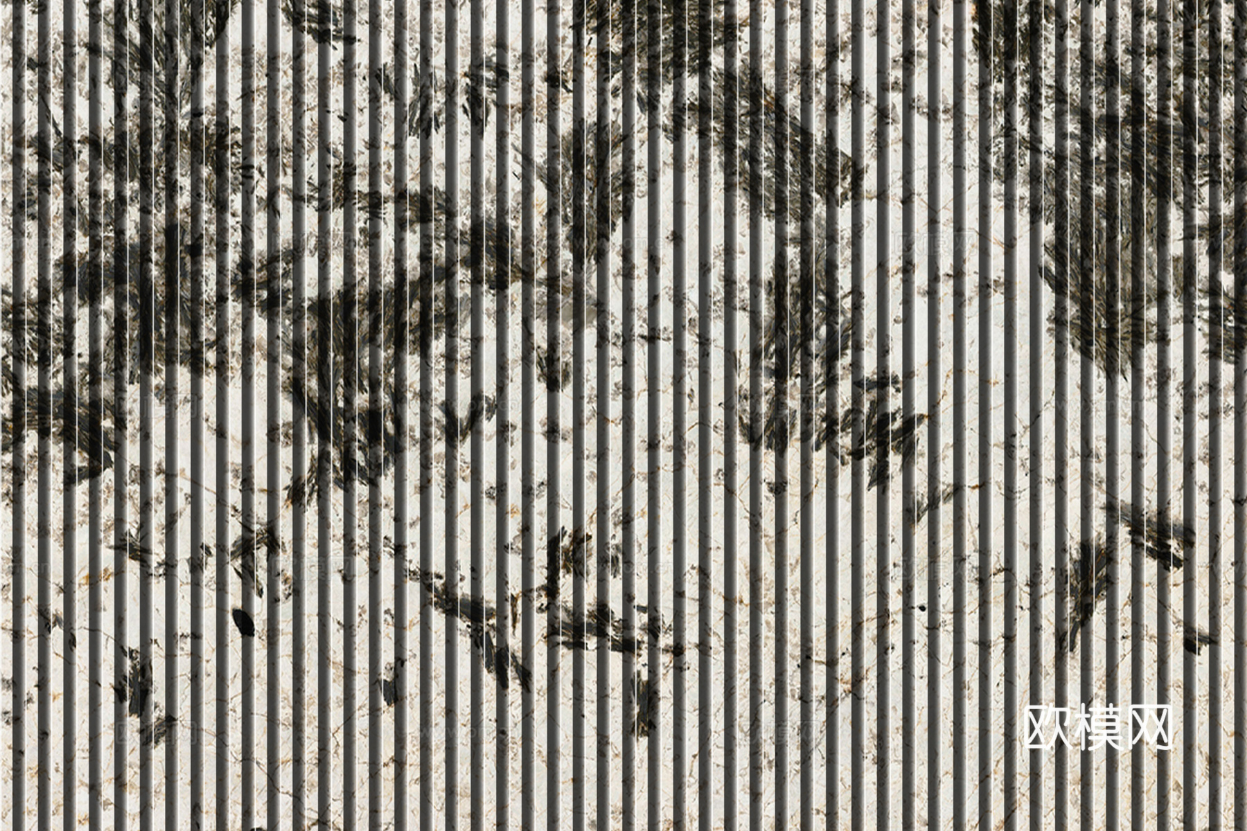 岩板大理石纹拉槽长城板格栅背景墙下载（渲染图7）