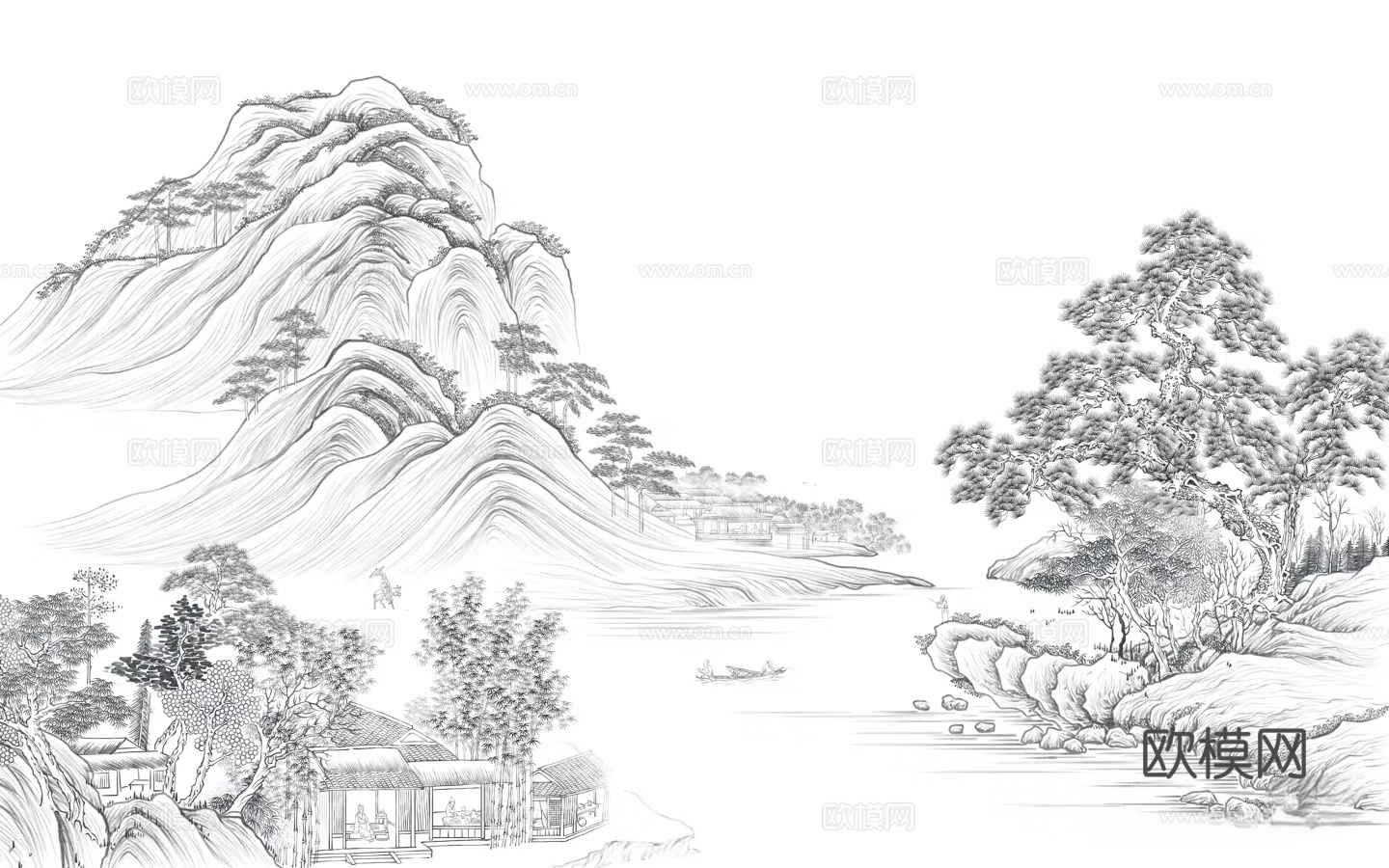 中式山水花鸟壁纸