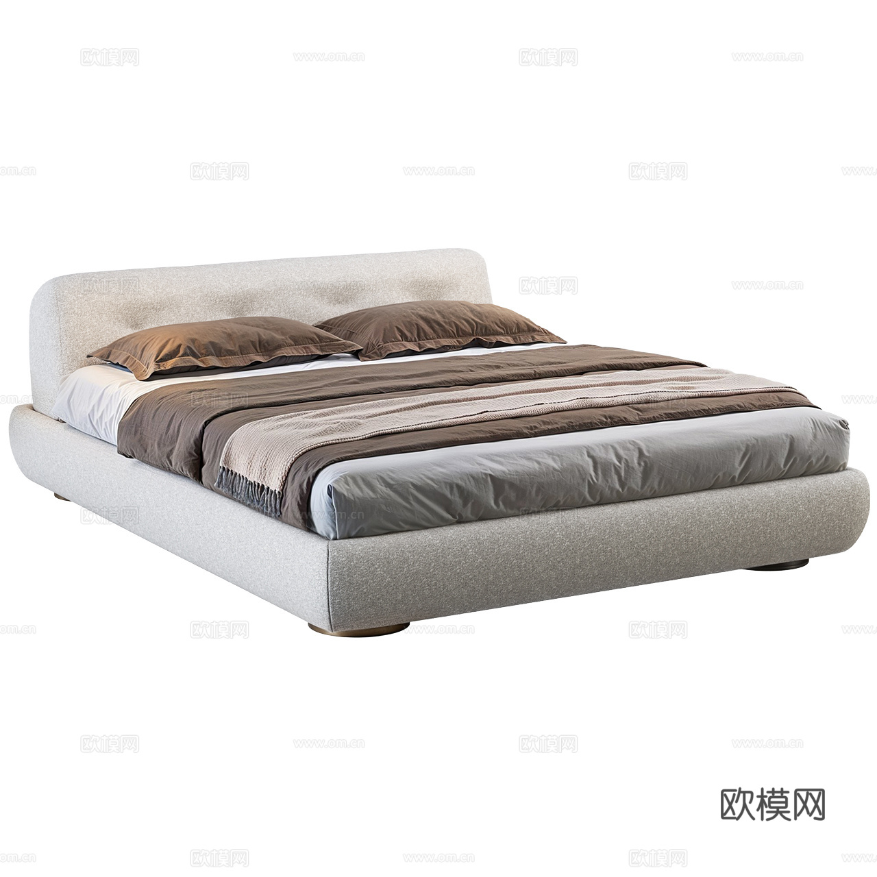 Minotti 意式双人床 不用双人床 极简床 现代双人床3d模型