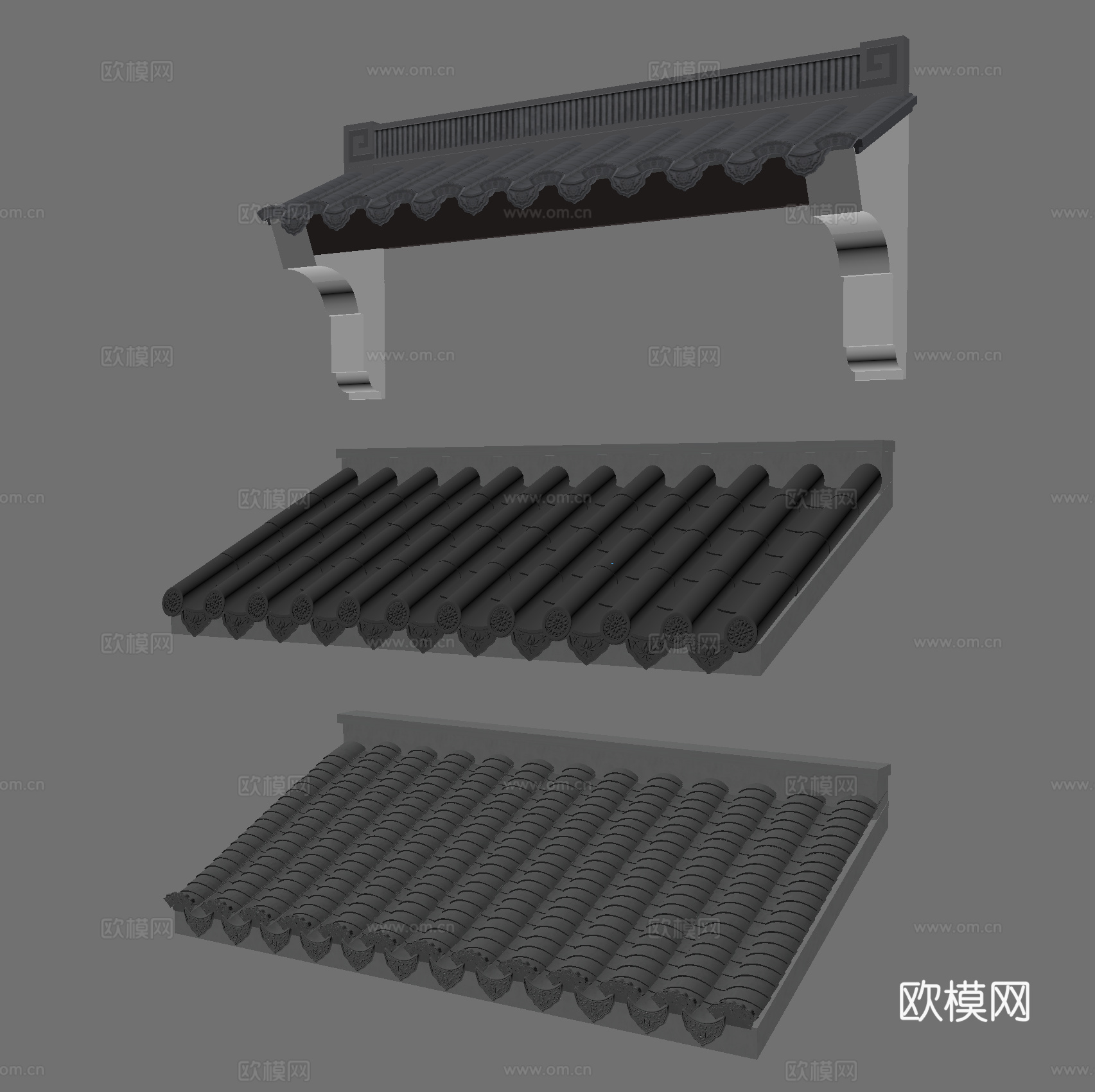 中式屋檐 屋顶 瓦片 屋脊 飞檐su模型