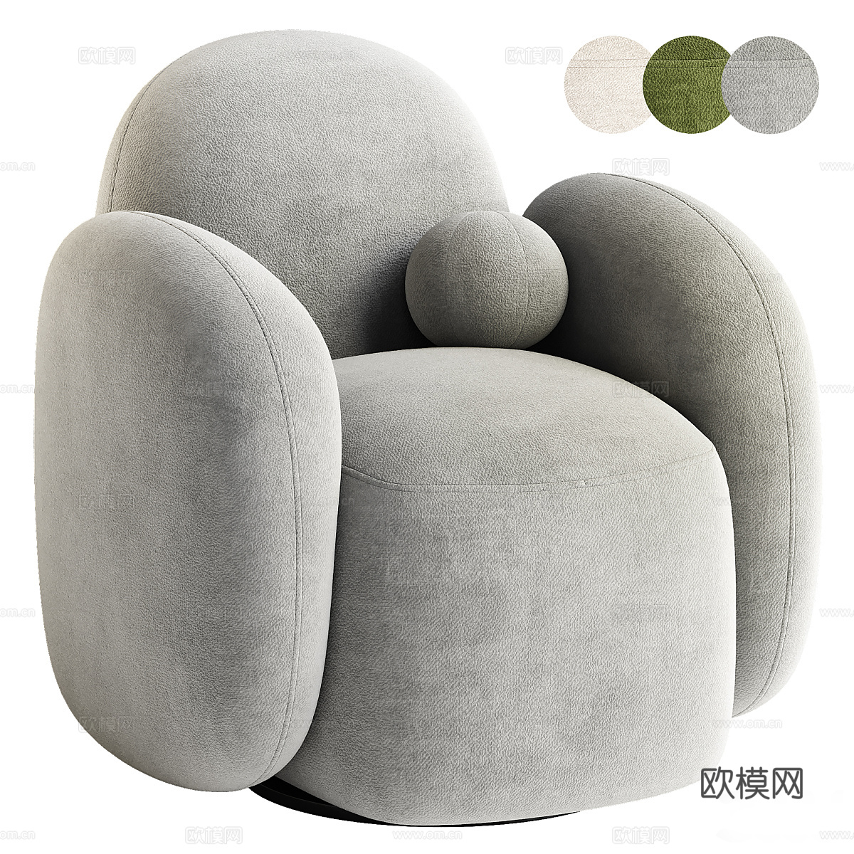 现代奶油风布艺休闲沙发3d模型