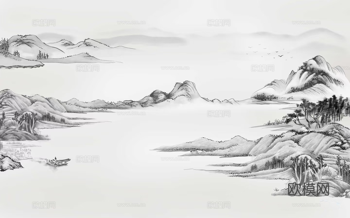 中式山水花鸟壁纸