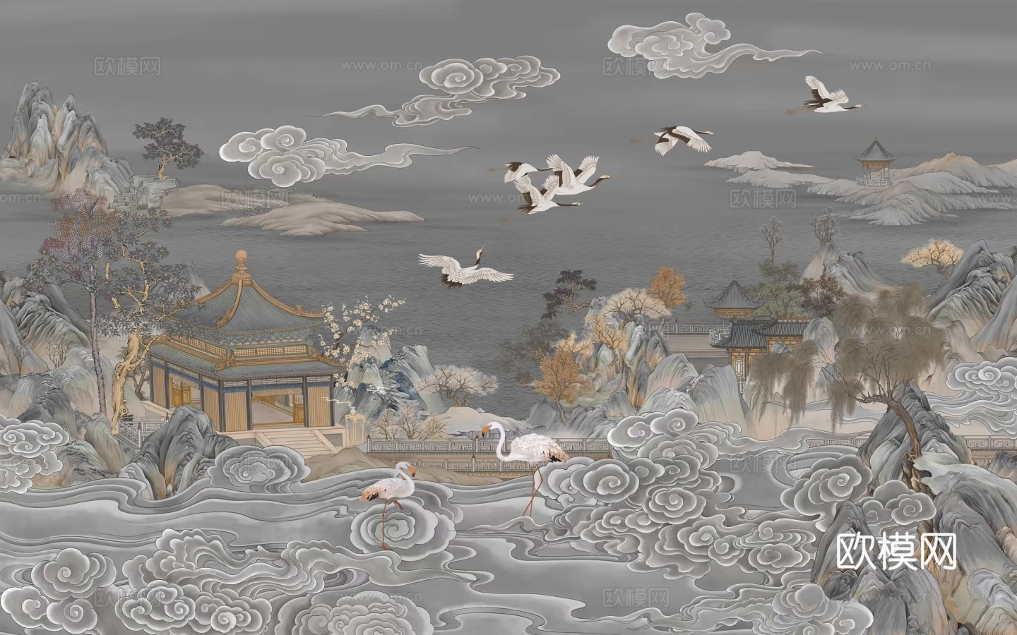 中式山水花鸟壁纸