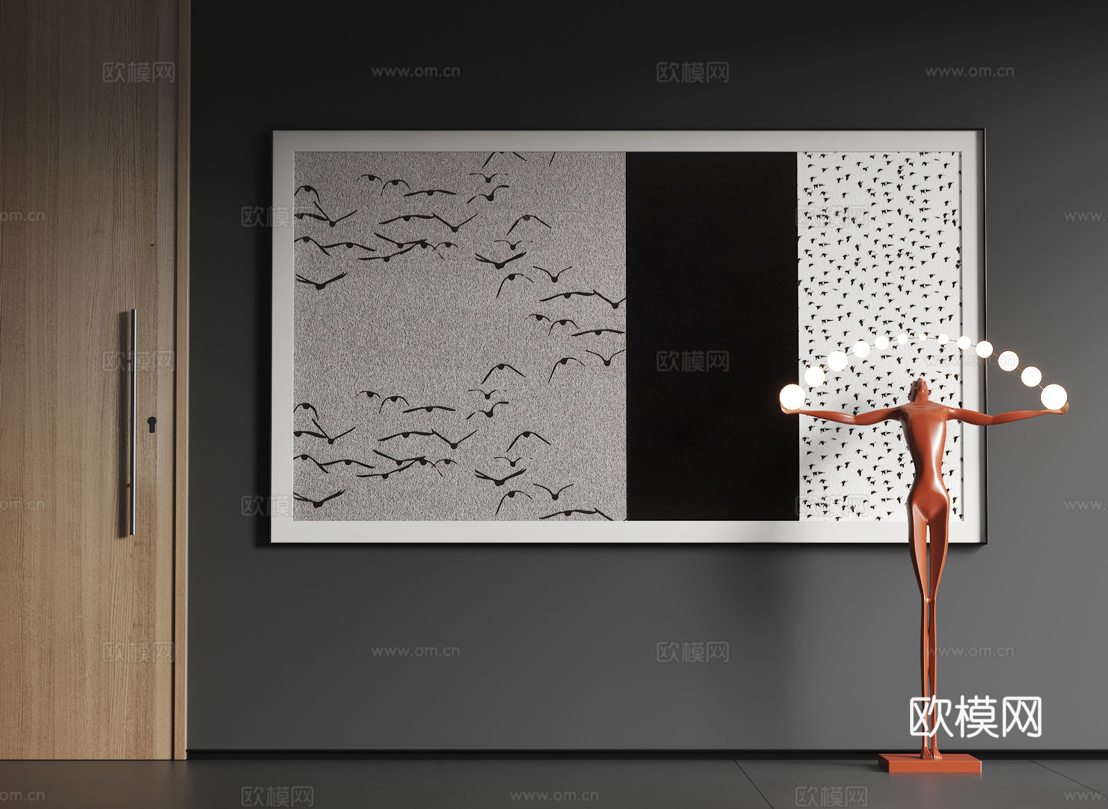 现代大幅挂画  现代抽象挂画  现代简约挂画3d模型