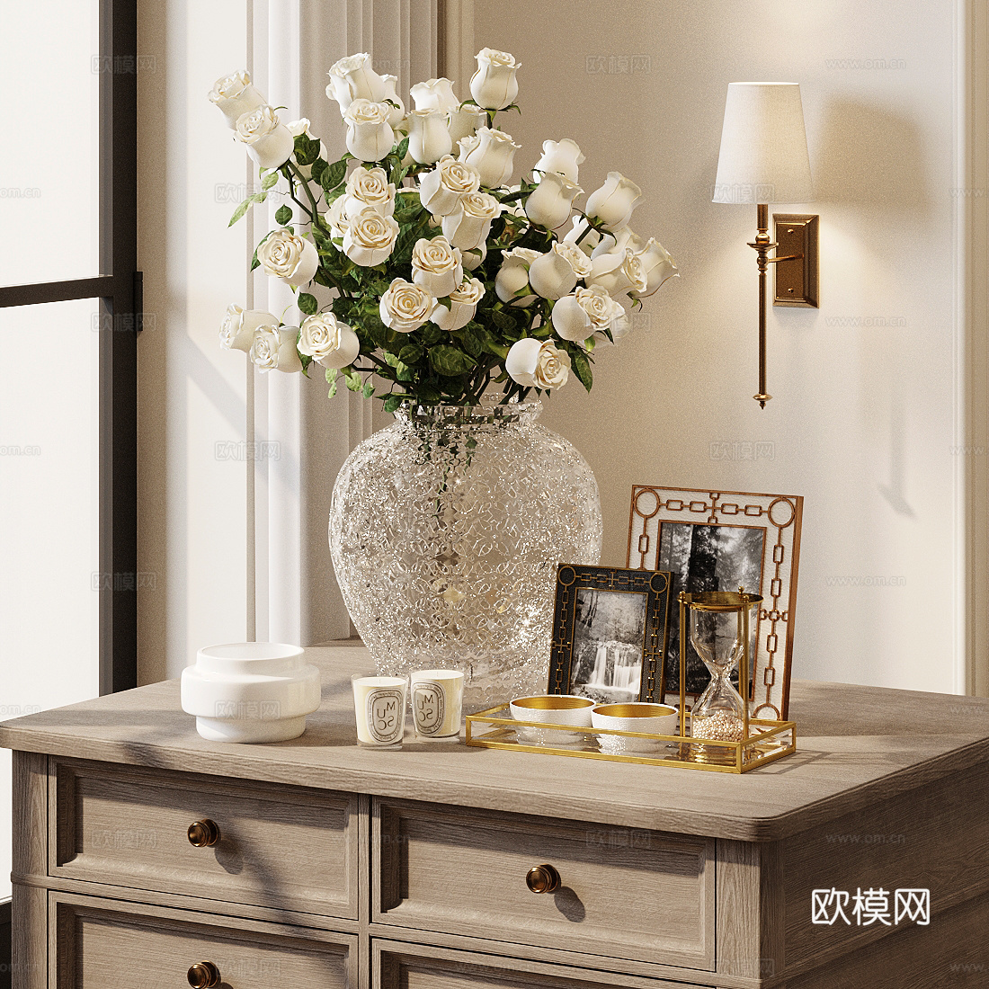 花 仿真花复古花 婚庆花艺 鲜花玫瑰花 餐桌花瓶摆件 花瓶3d模型