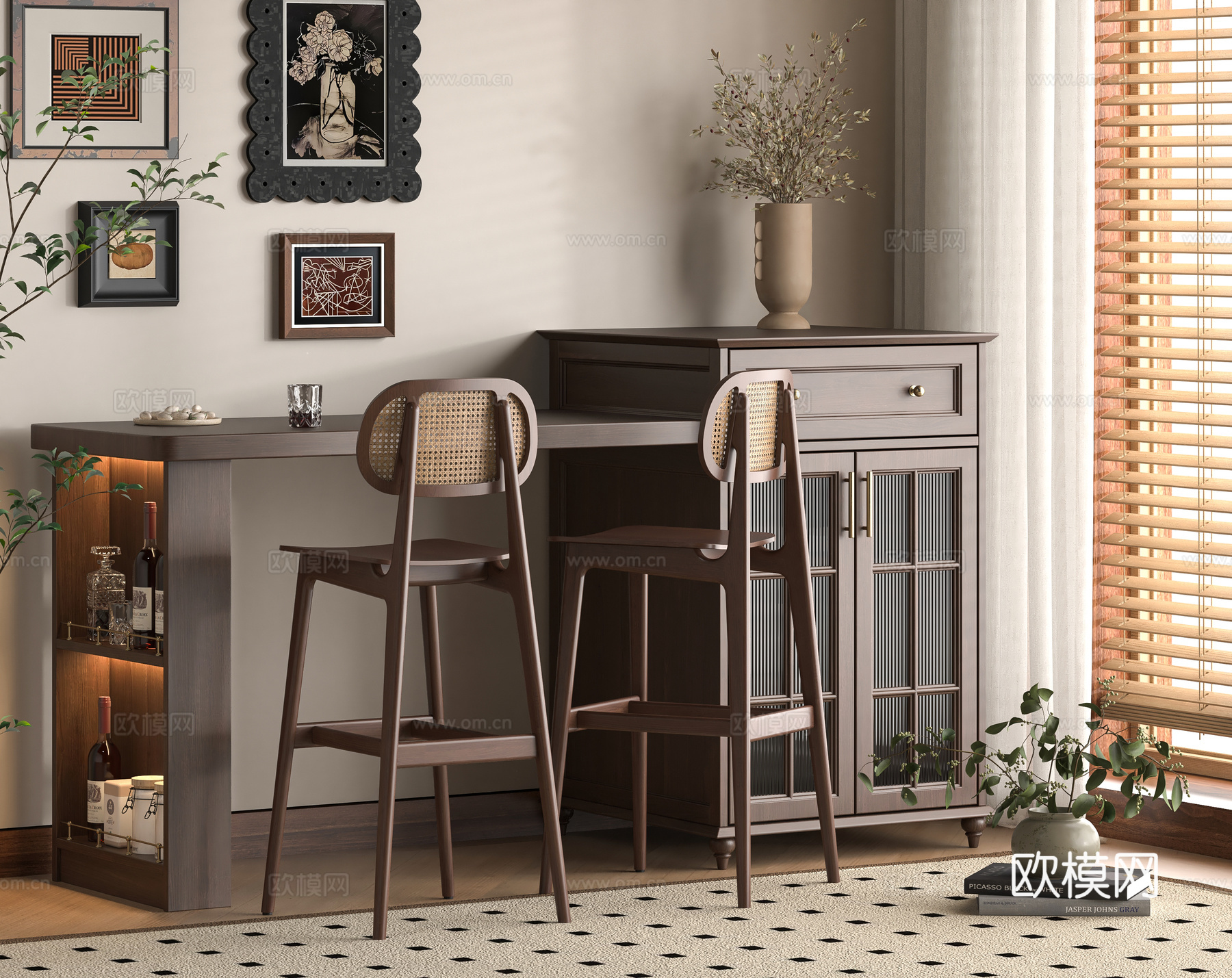 中古风吧台3d模型