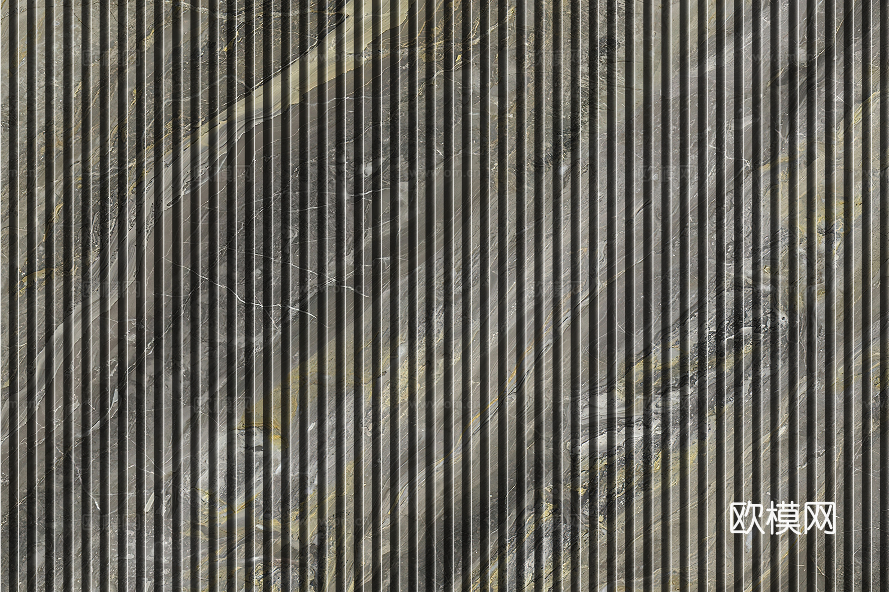 岩板大理石纹拉槽长城板格栅背景墙下载（渲染图6）