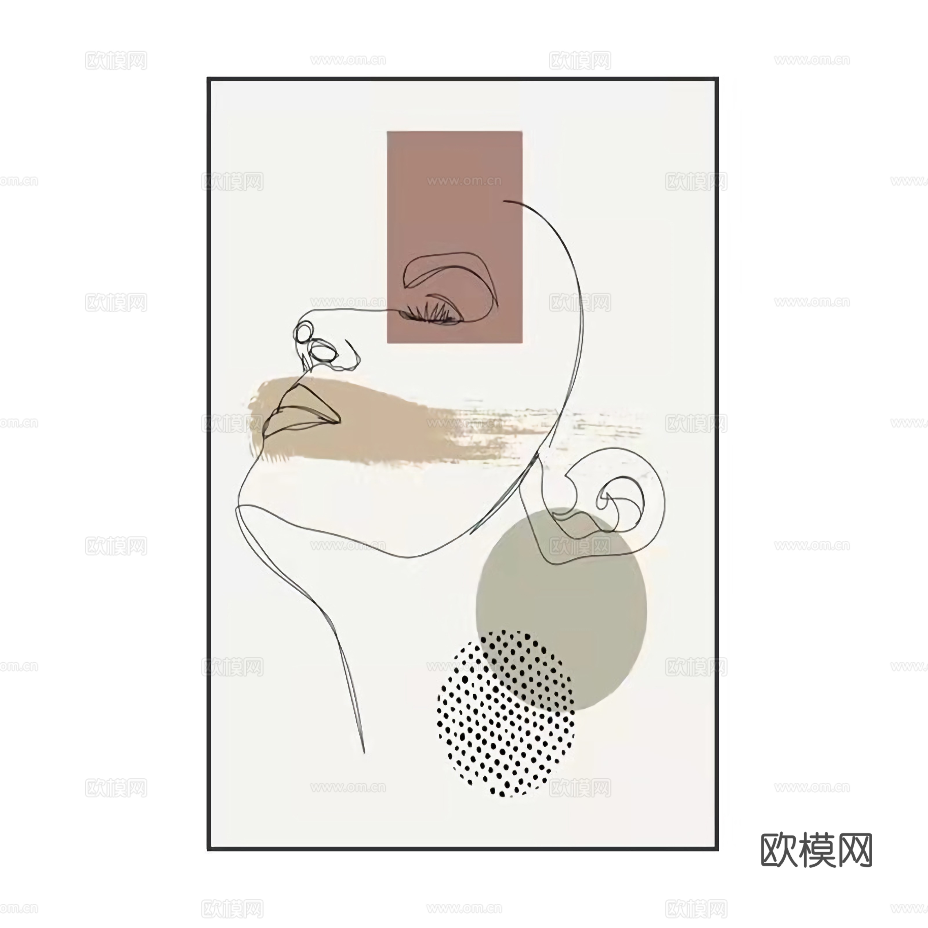 北欧艺术抽象莫兰迪装饰画贴图