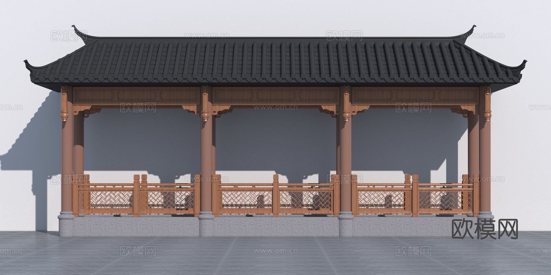 中式木梁 雕花 角花3d模型
