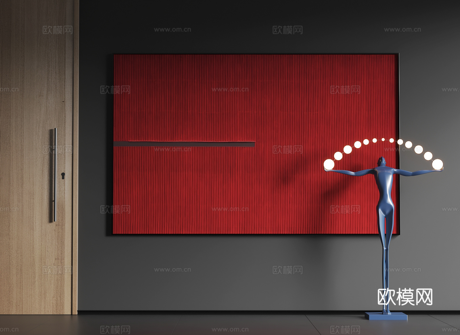 现代大幅挂画  现代抽象挂画  现代简约挂画3d模型