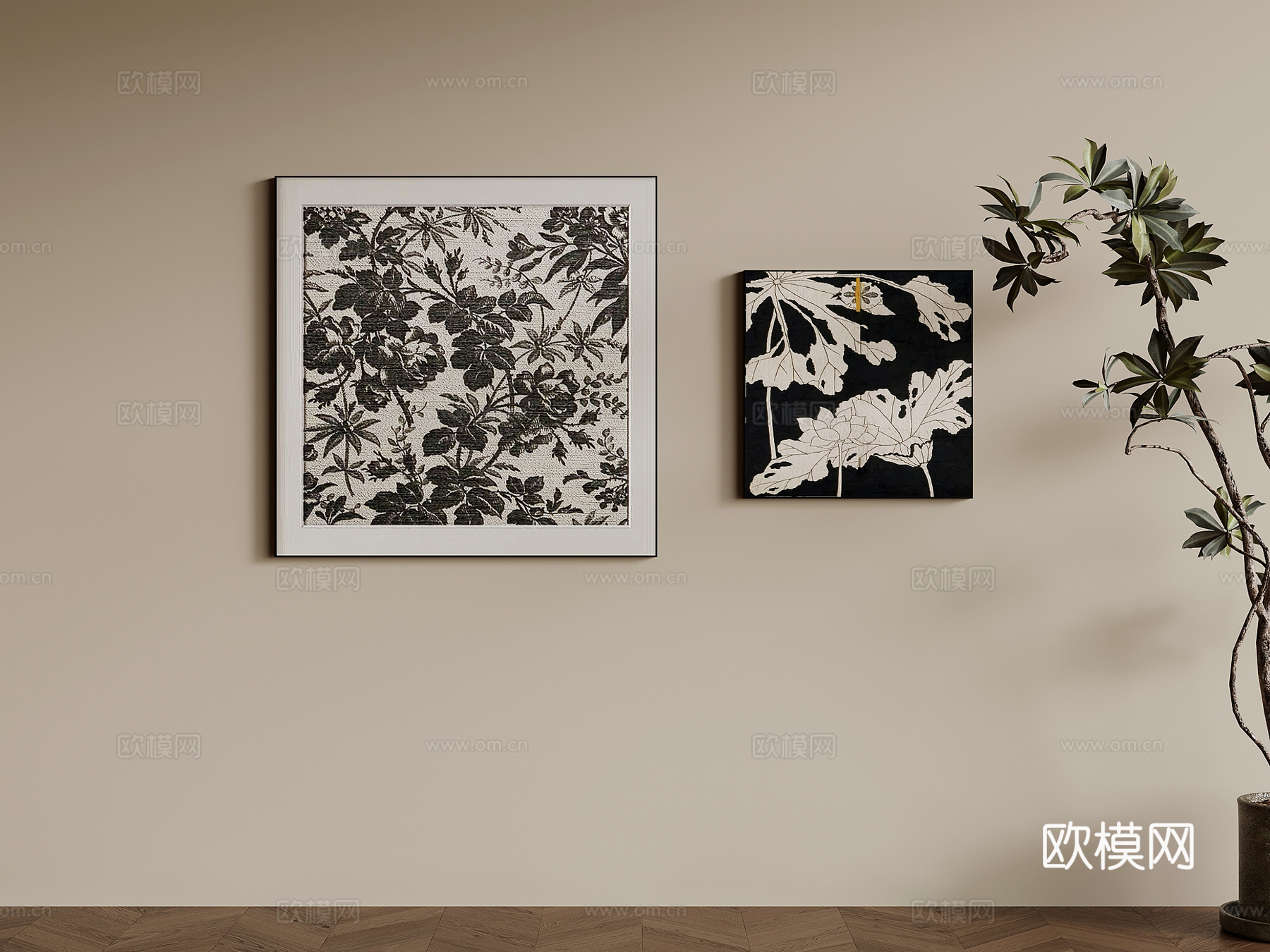 法式中古风装饰画 组合画3d模型