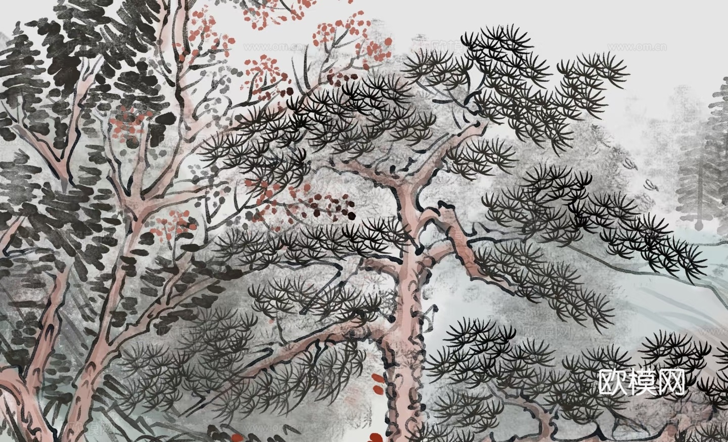 中式山水花鸟壁纸