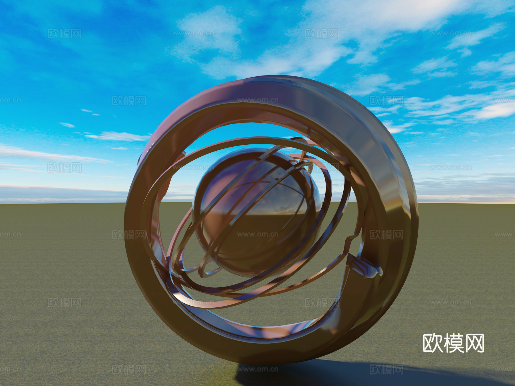 现代复古地球仪3d模型