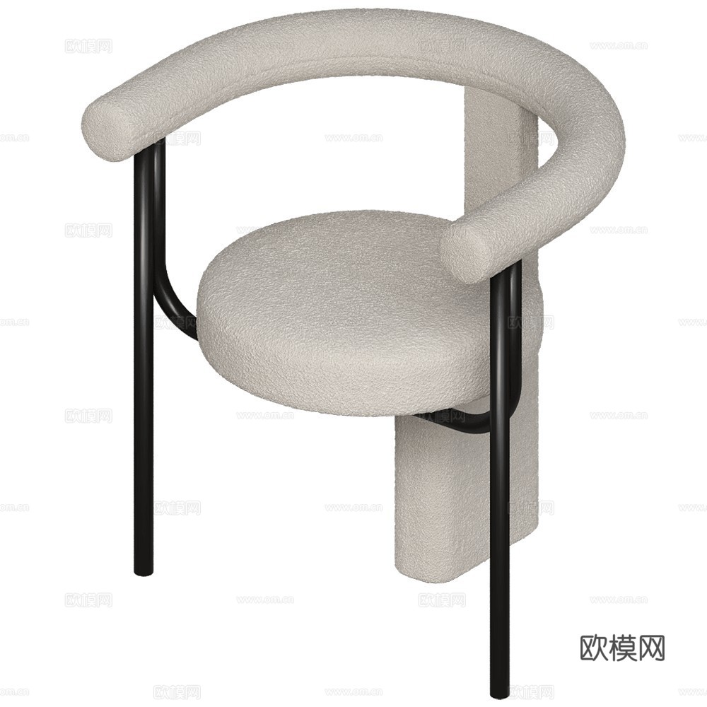 WOO 现代单椅 极简单椅 餐椅 休闲椅 扶手椅 布椅3d模型