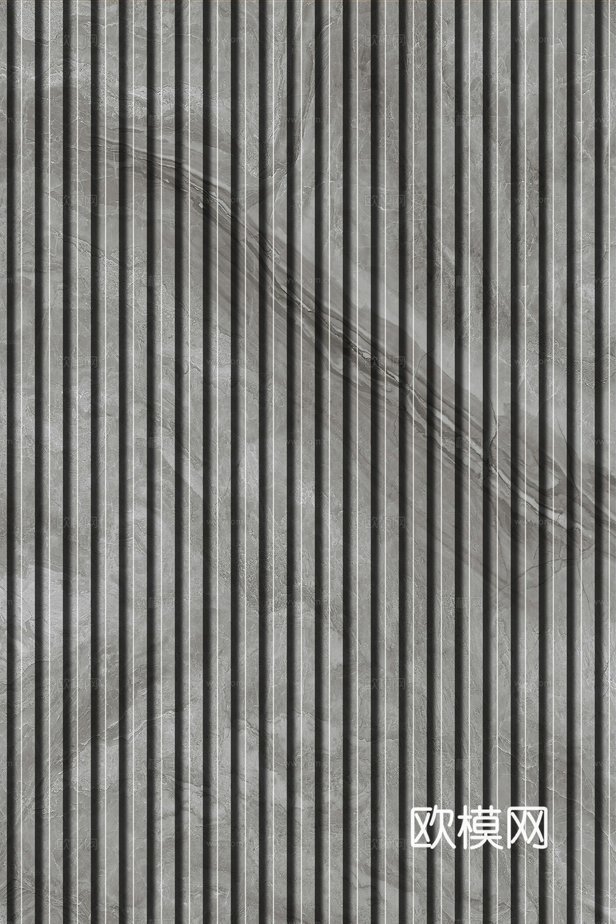 岩板大理石纹拉槽长城板格栅背景墙下载（渲染图4）