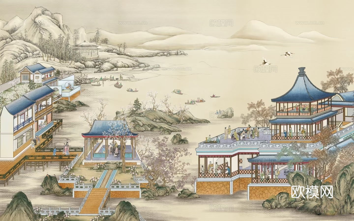 中式山水花鸟壁纸