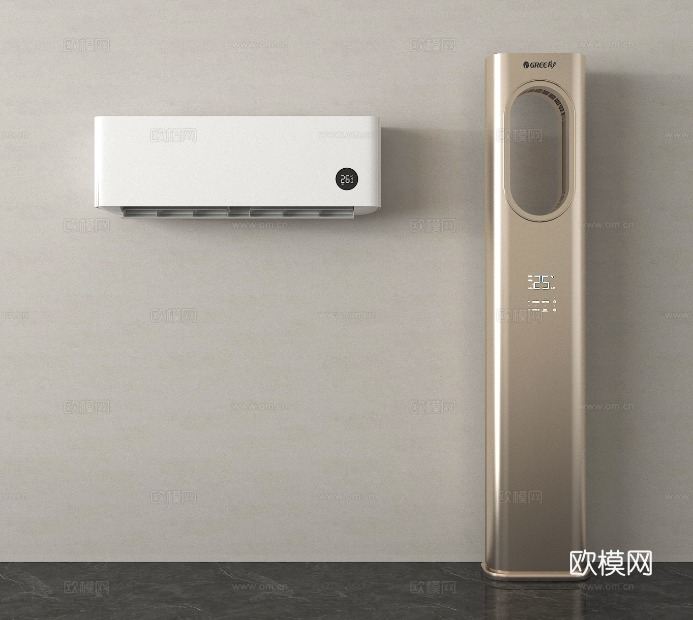 立式空调 挂式空调su模型