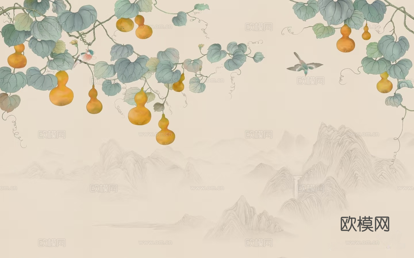 中式山水花鸟壁纸