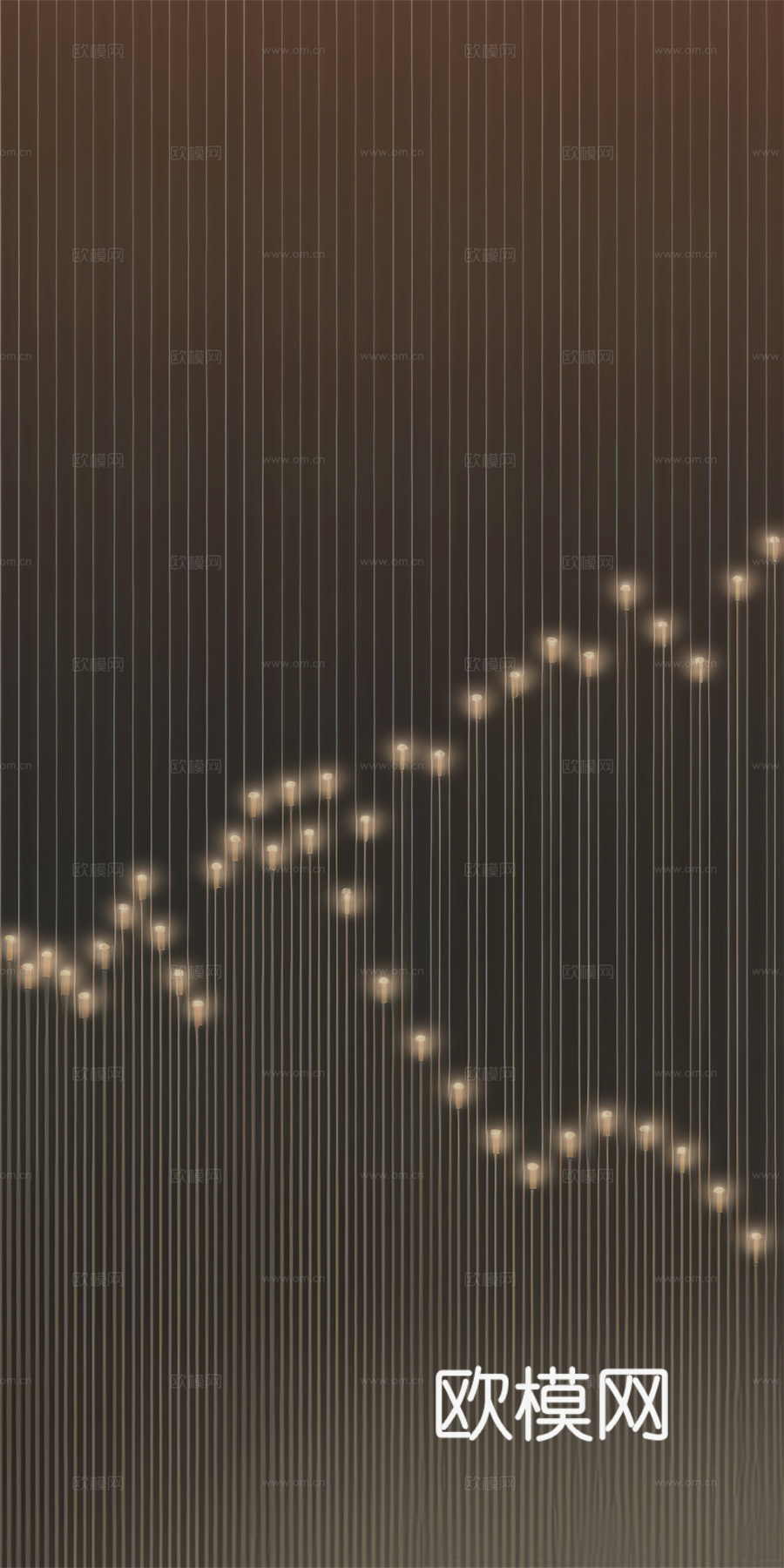 高清灯光夹丝玻璃艺术格栅隔断下载（渲染图5）