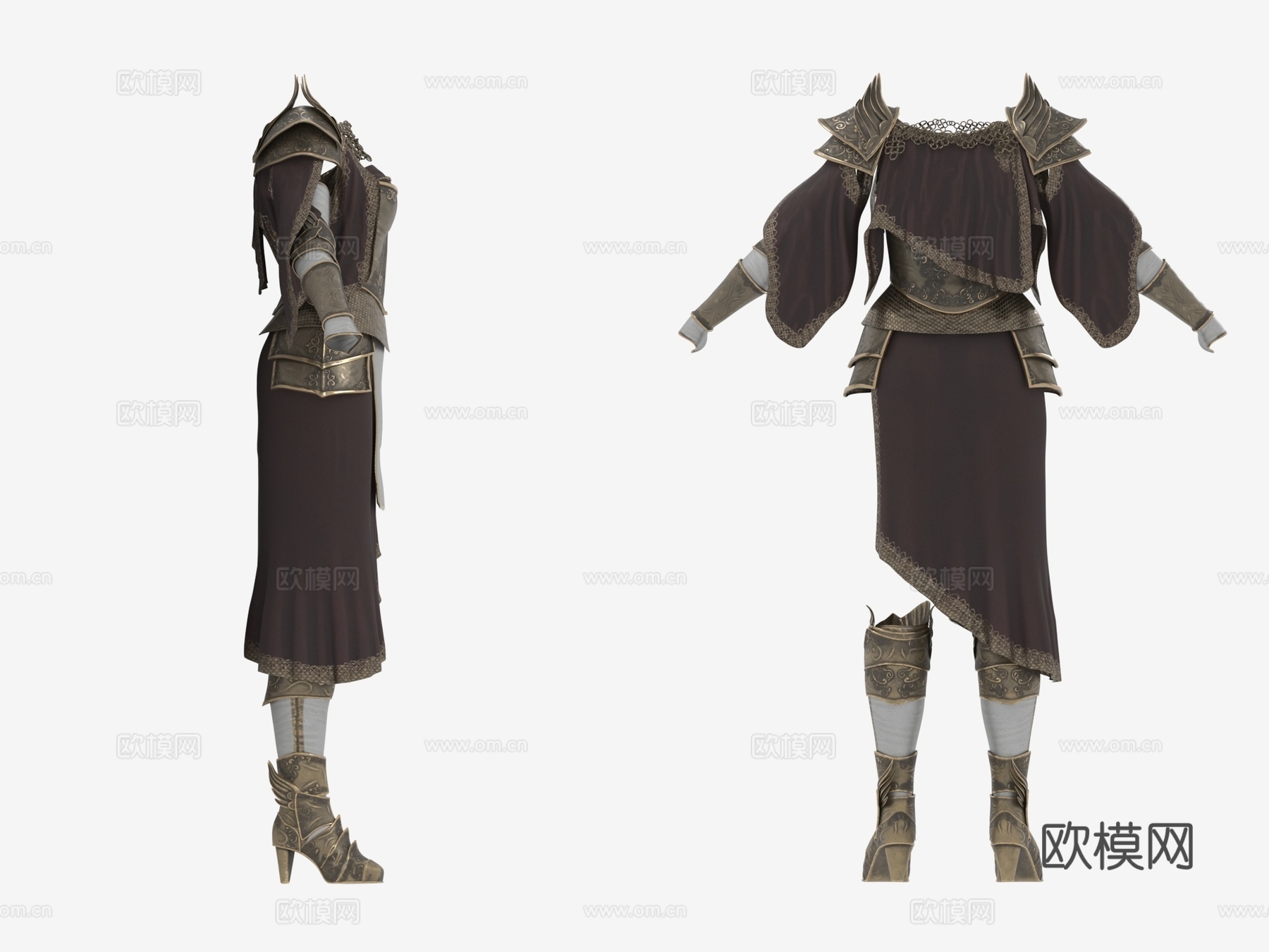 女性铠甲 盔甲 中世纪战斗服装 衣服3d模型
