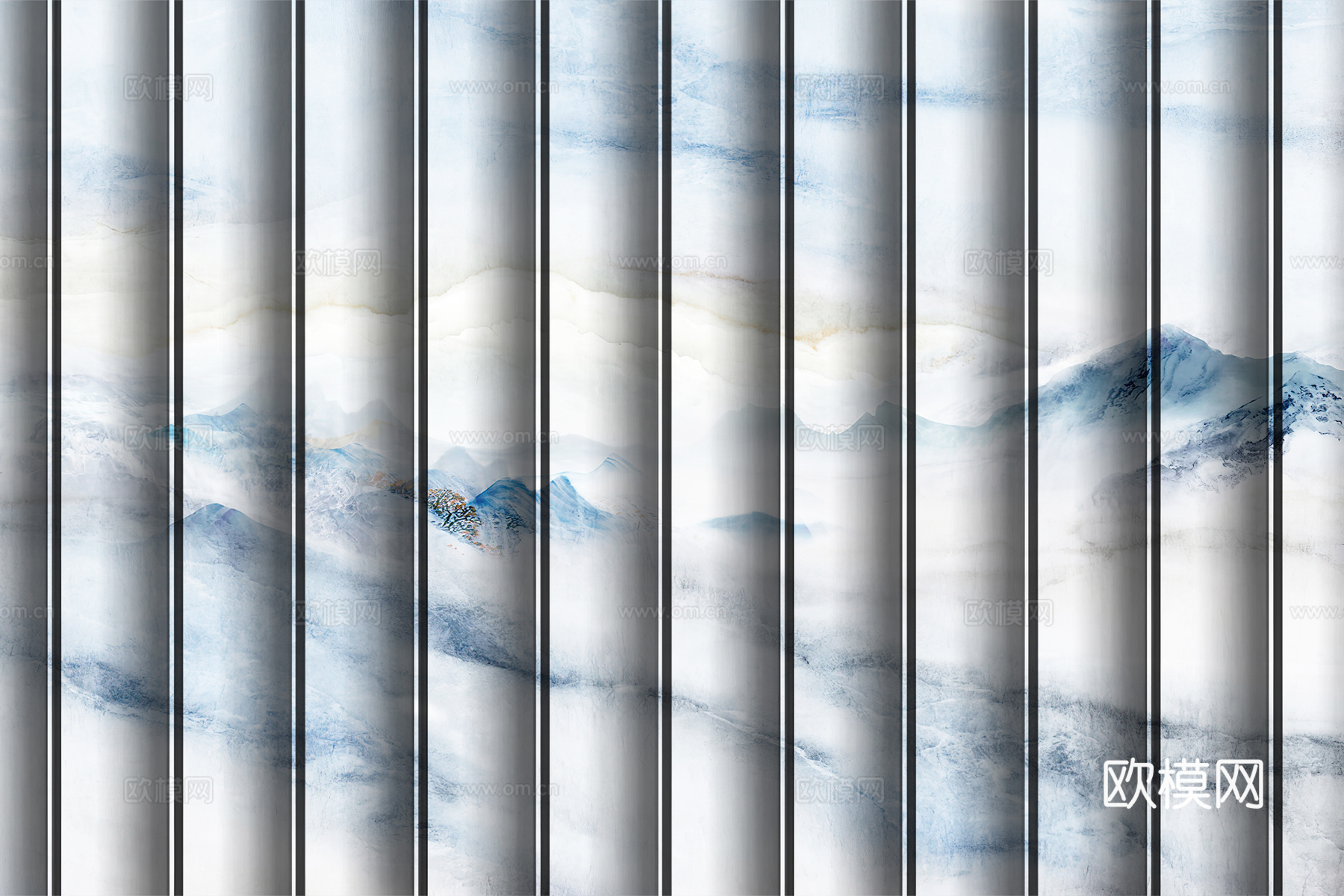 岩板大理石纹波浪艺术背景墙下载（渲染图4）