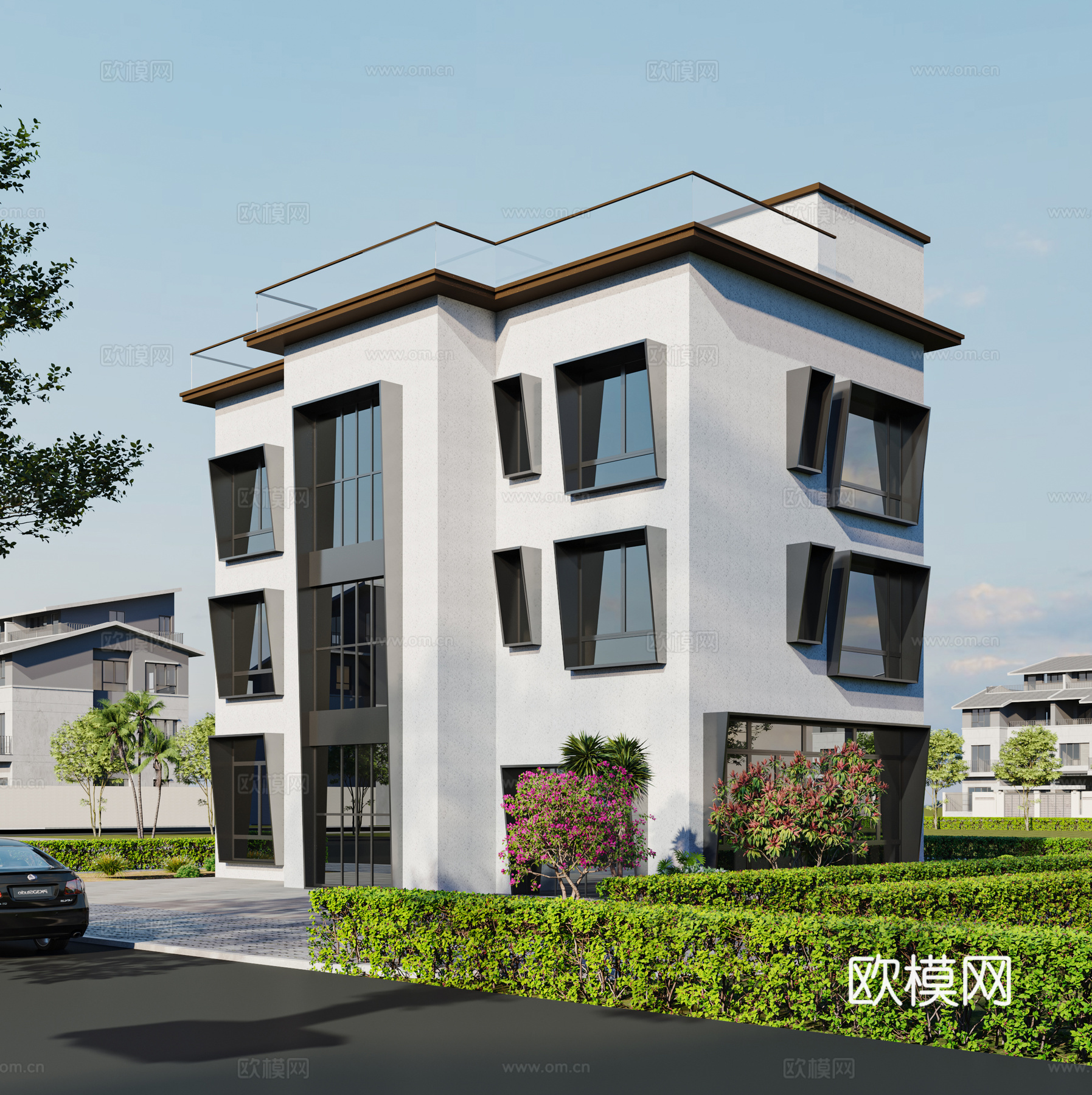 现代别墅外观 建筑外观 独栋别墅 别墅建筑 G8463d模型