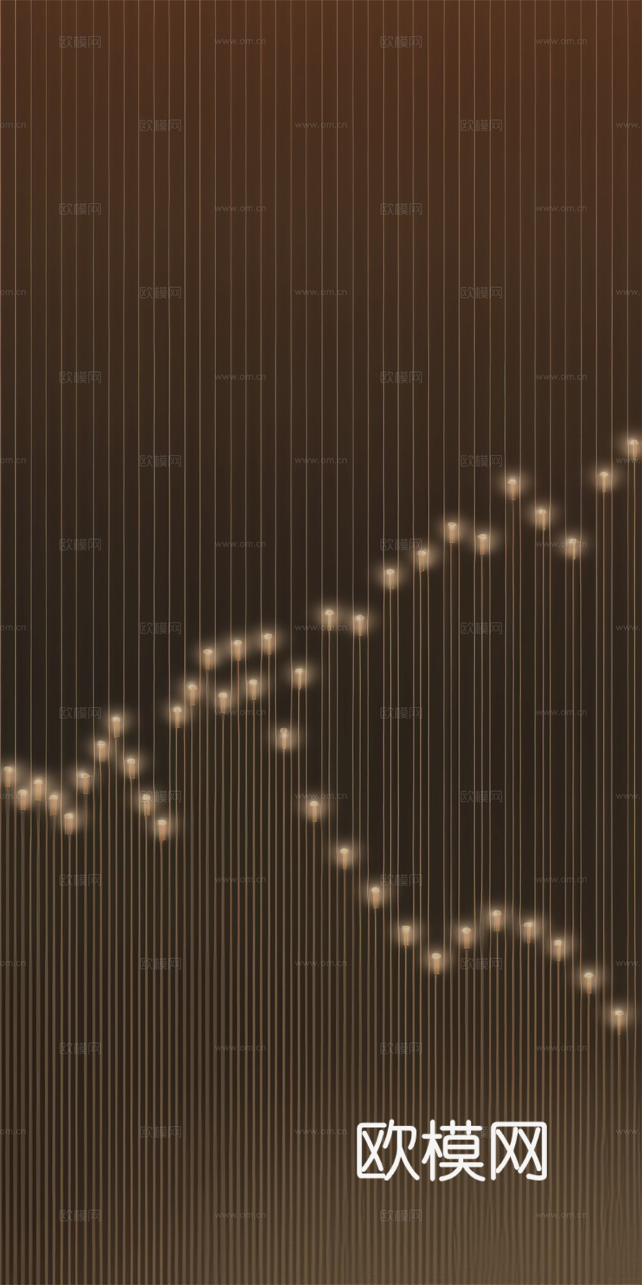 高清灯光夹丝玻璃艺术格栅隔断下载（渲染图2）