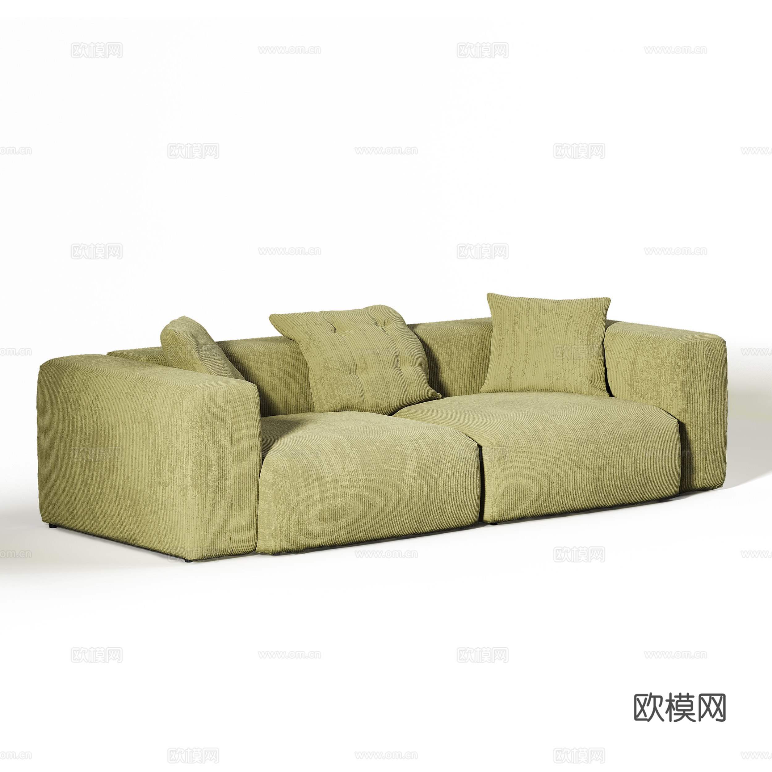 现代奶油风布艺休闲沙发3d模型