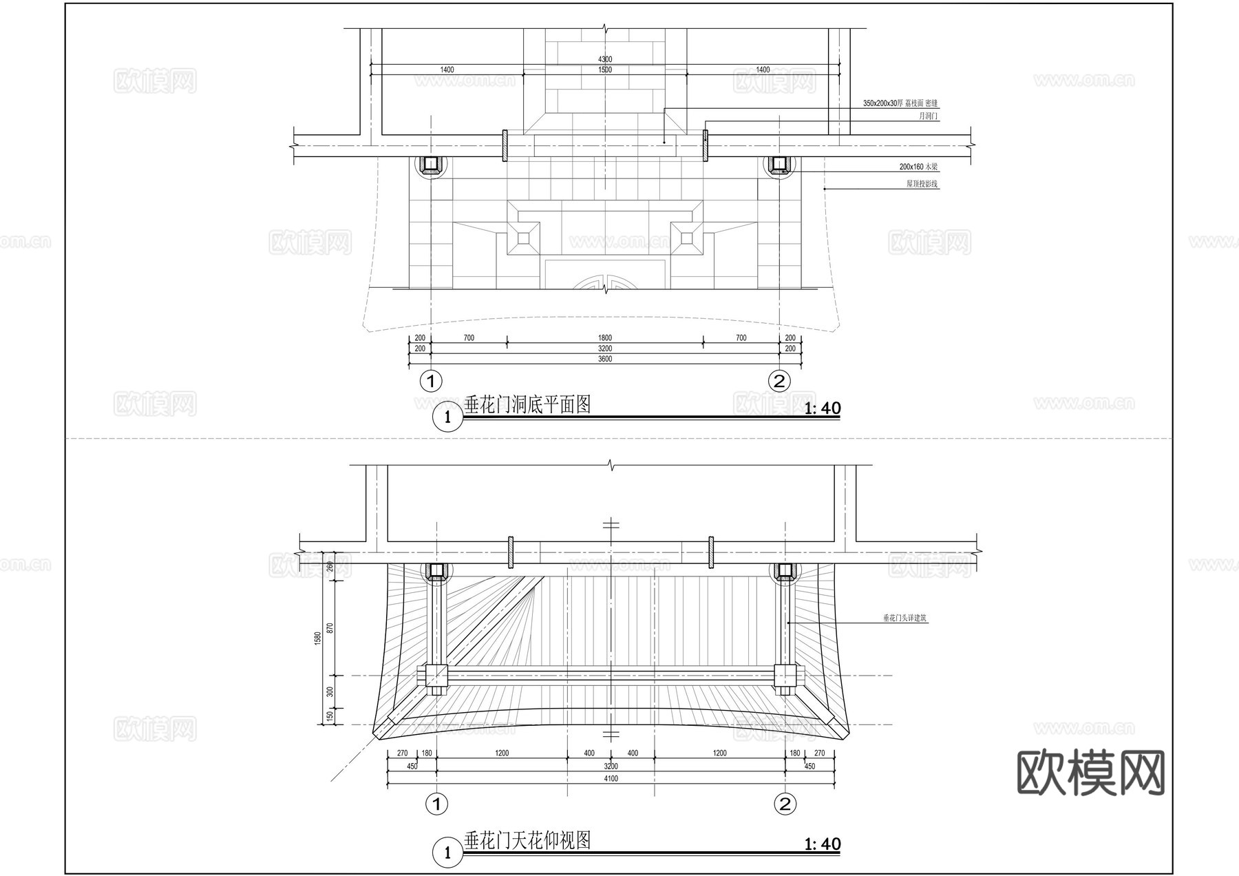 中式垂花门cad施工图