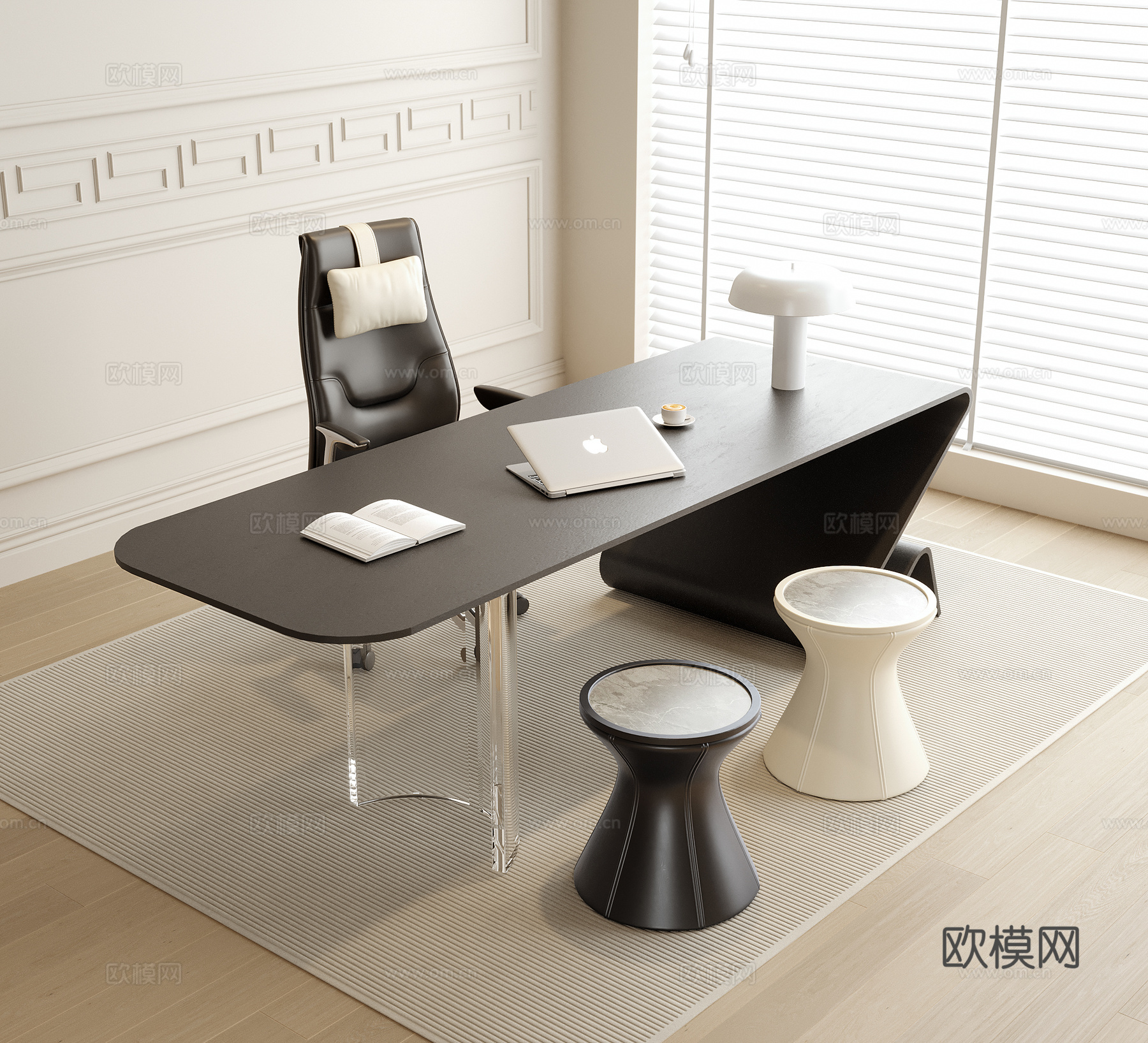 现代书桌椅 凳子 书桌3d模型