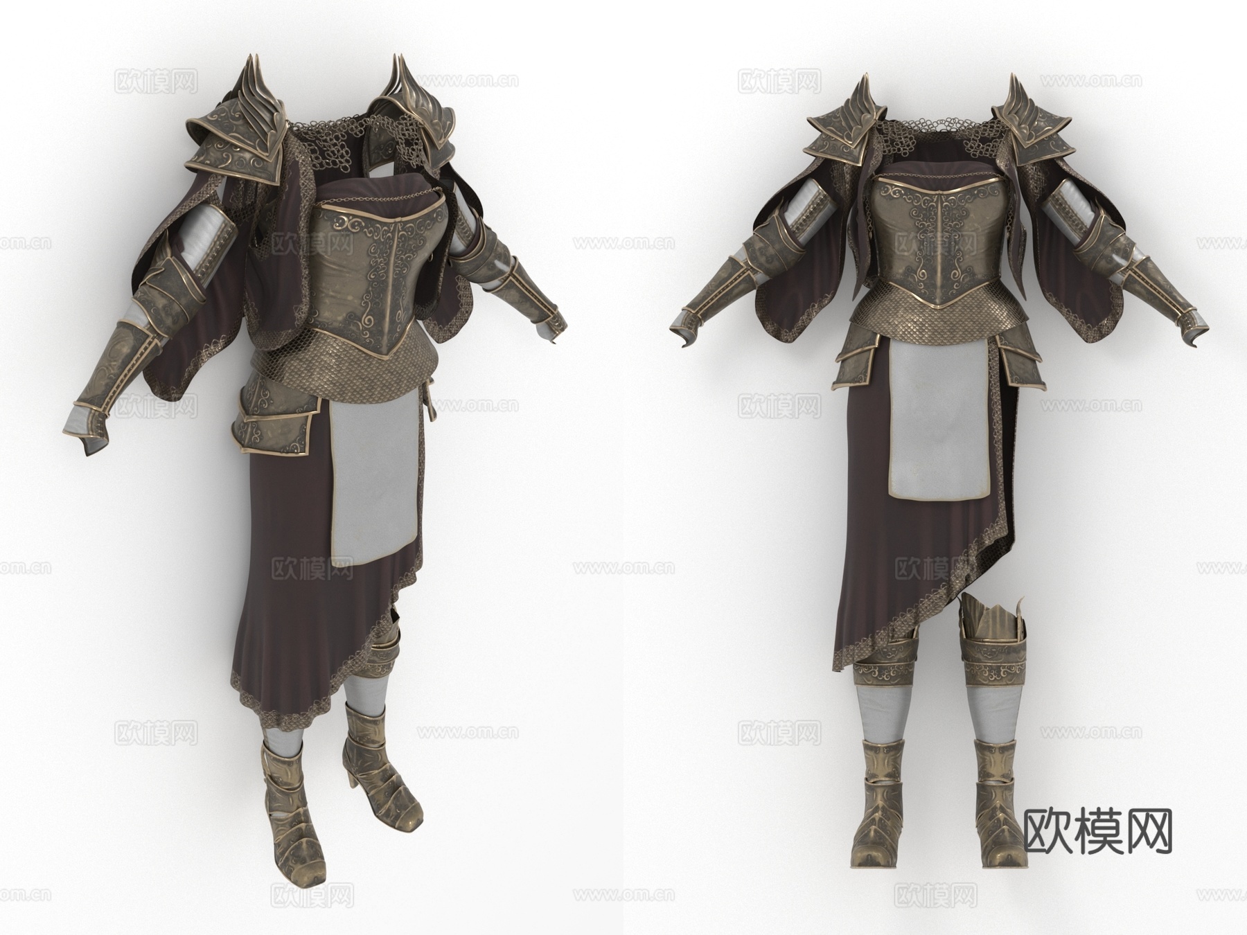 女性铠甲 盔甲 中世纪战斗服装 衣服3d模型