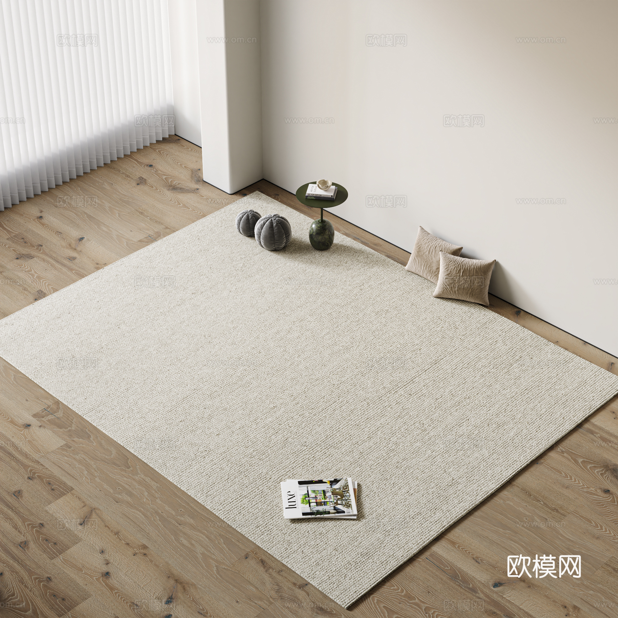 现代条纹地毯 北欧地毯 侘寂地毯 客厅地毯 编织地毯 方形su模型