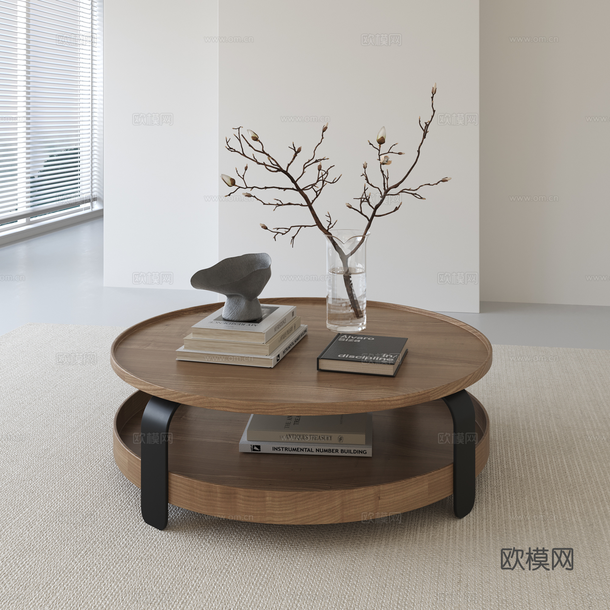 北欧中古茶几 茶几摆件su模型