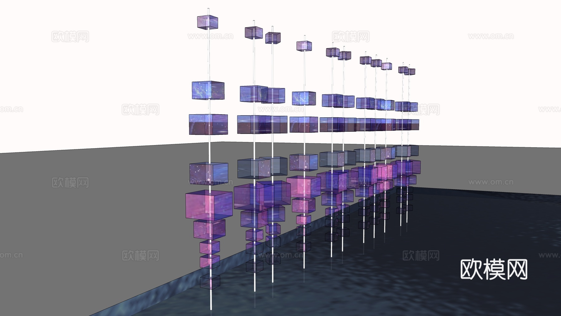 现代雕塑小品 精神堡垒 几何雕塑 方块雕塑su模型