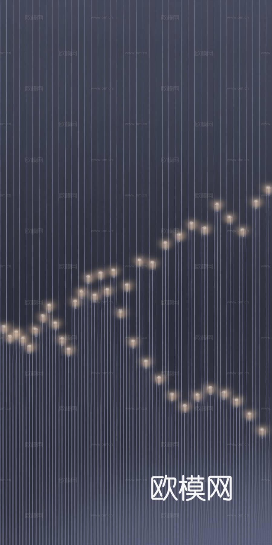 高清灯光夹丝玻璃艺术格栅隔断下载（渲染图8）