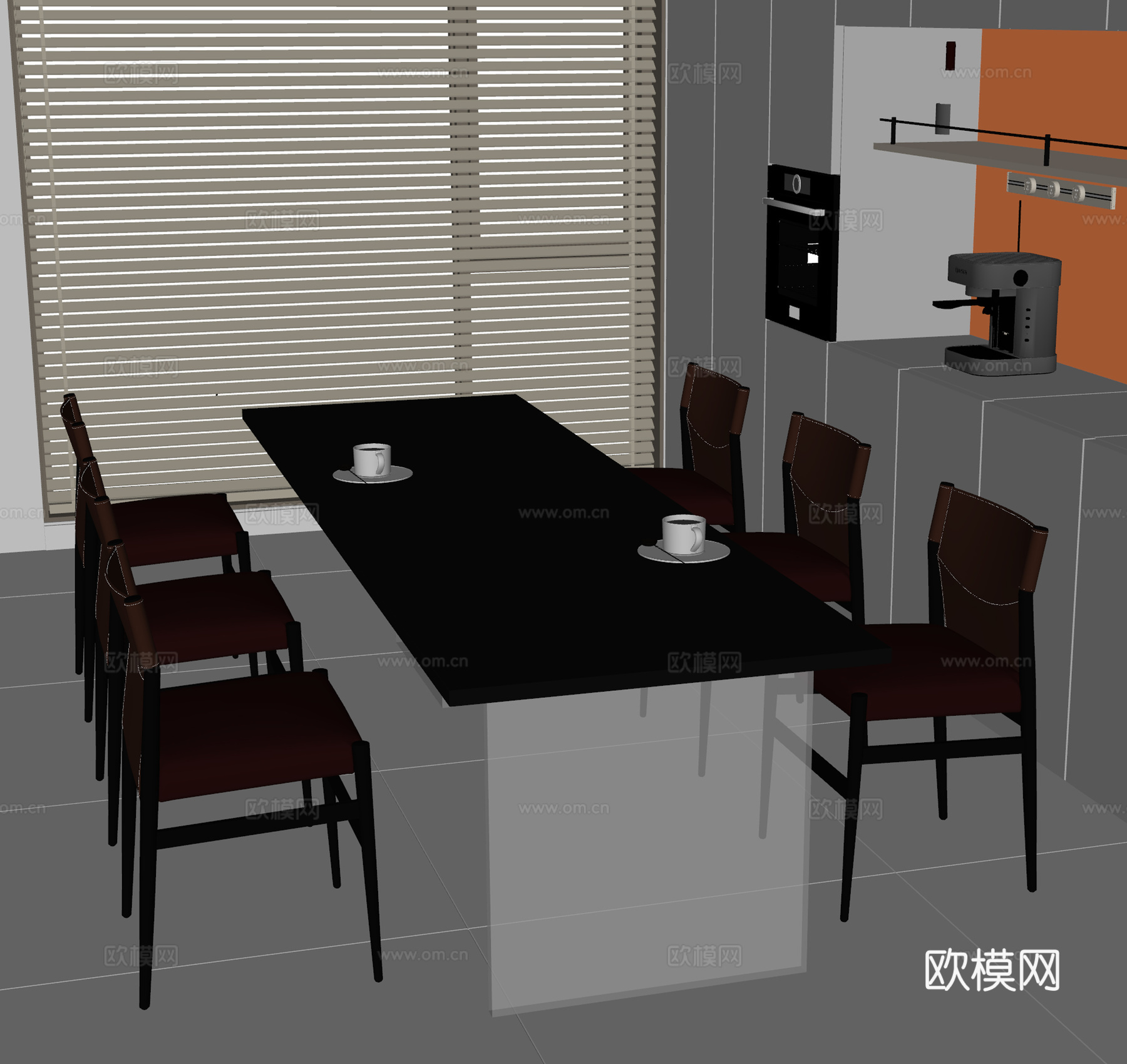 现代餐桌椅su模型