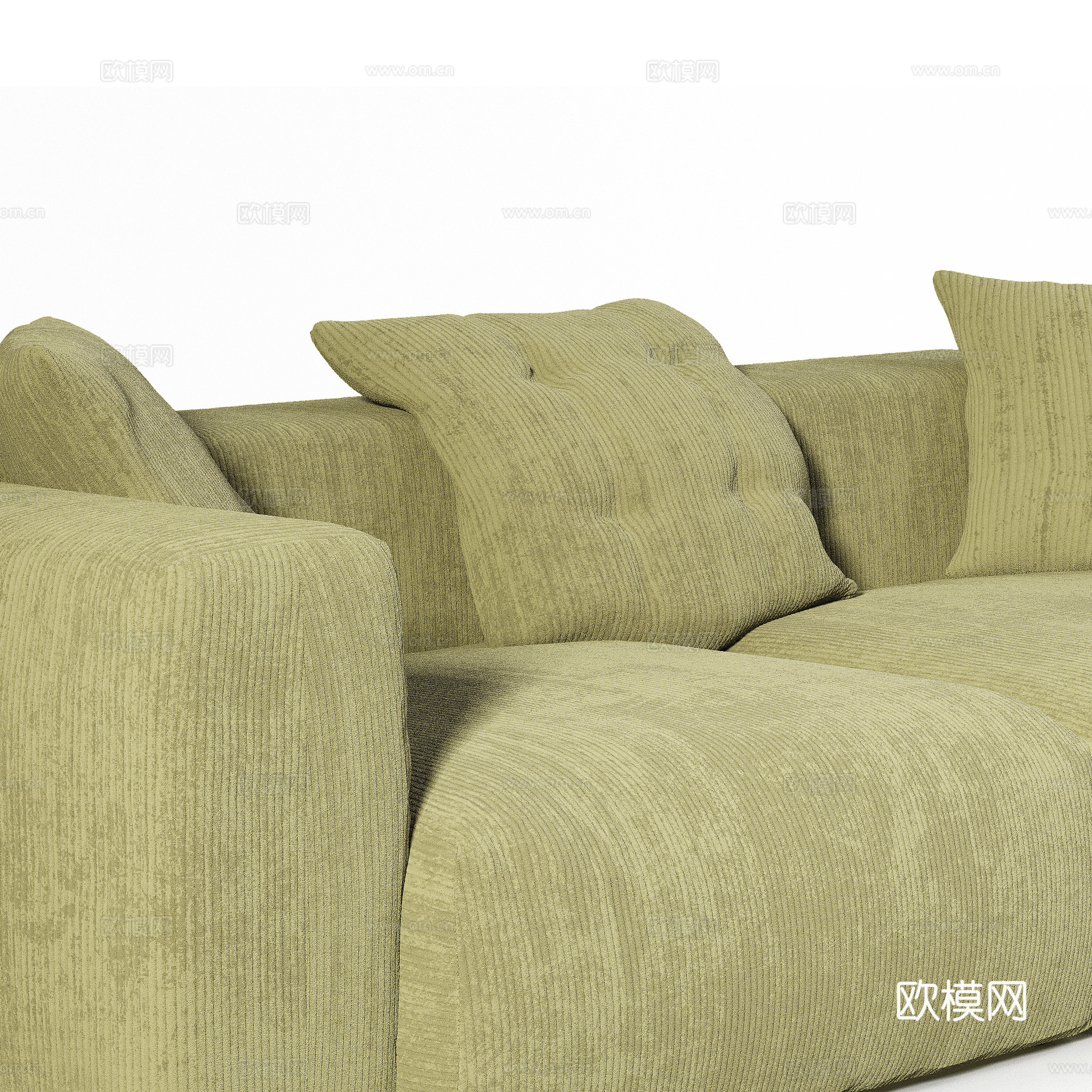 现代奶油风布艺休闲沙发3d模型